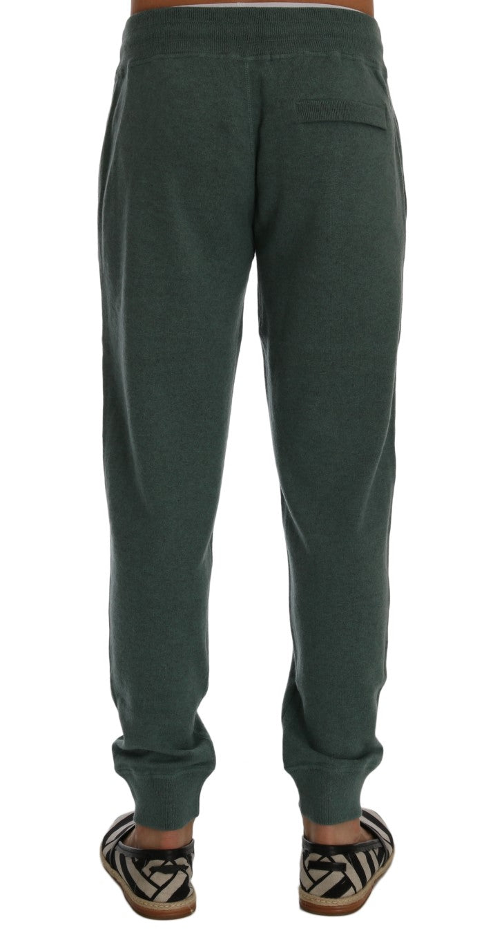 Elegant Green Cashmere Sport Pants - ventzia