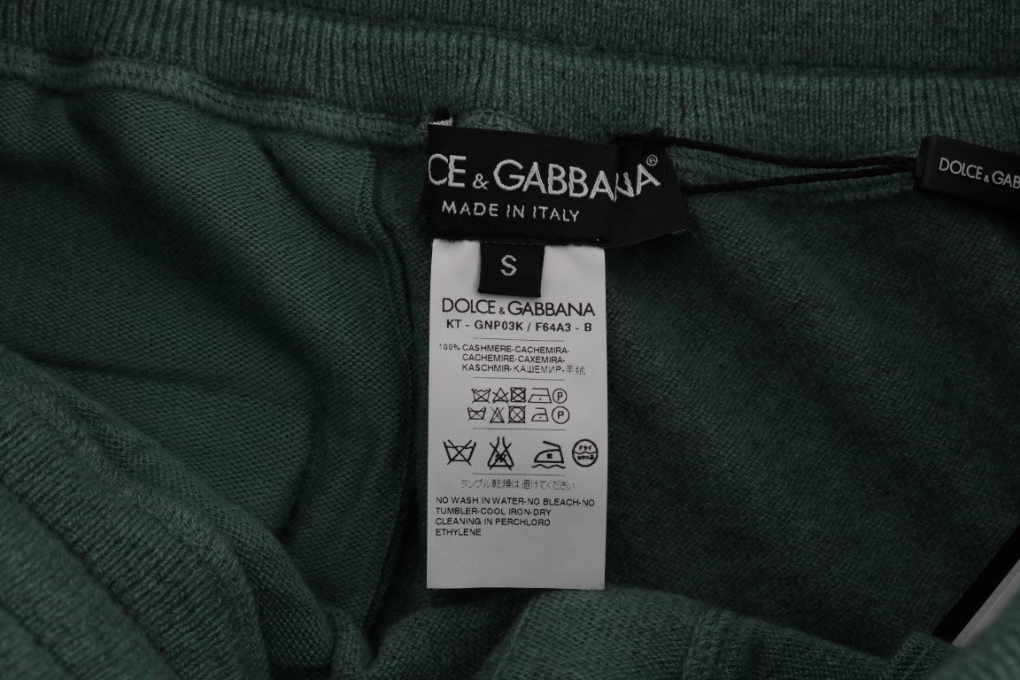 Elegant Green Cashmere Sport Pants - ventzia