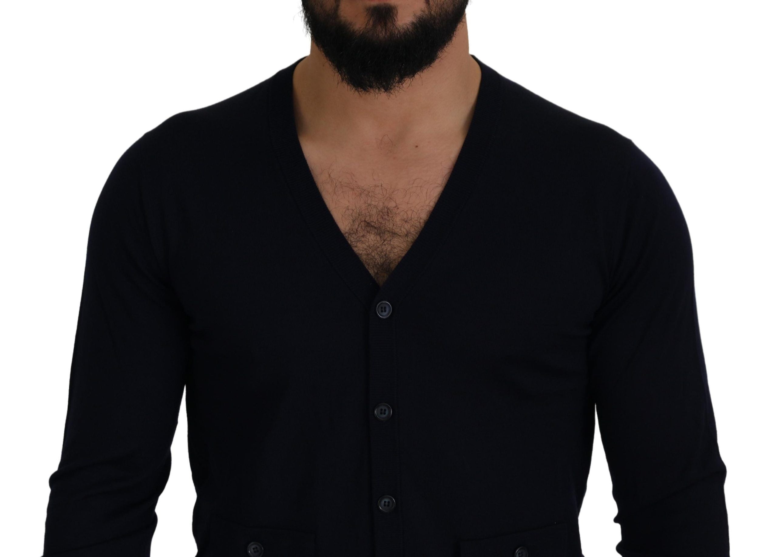Blue Wool STAFF Down Cardigan Sweater - ventzia