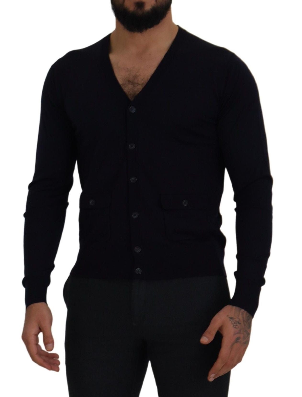 Blue Wool STAFF Down Cardigan Sweater - ventzia