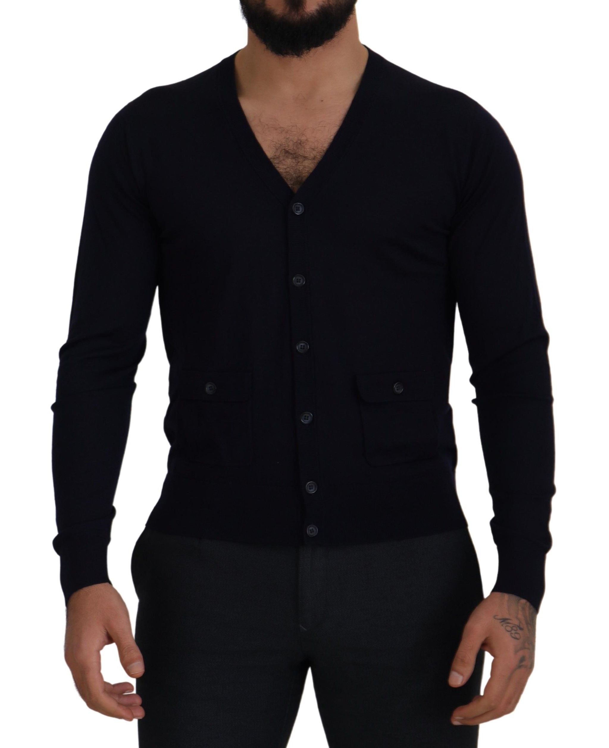 Blue Wool STAFF Down Cardigan Sweater - ventzia