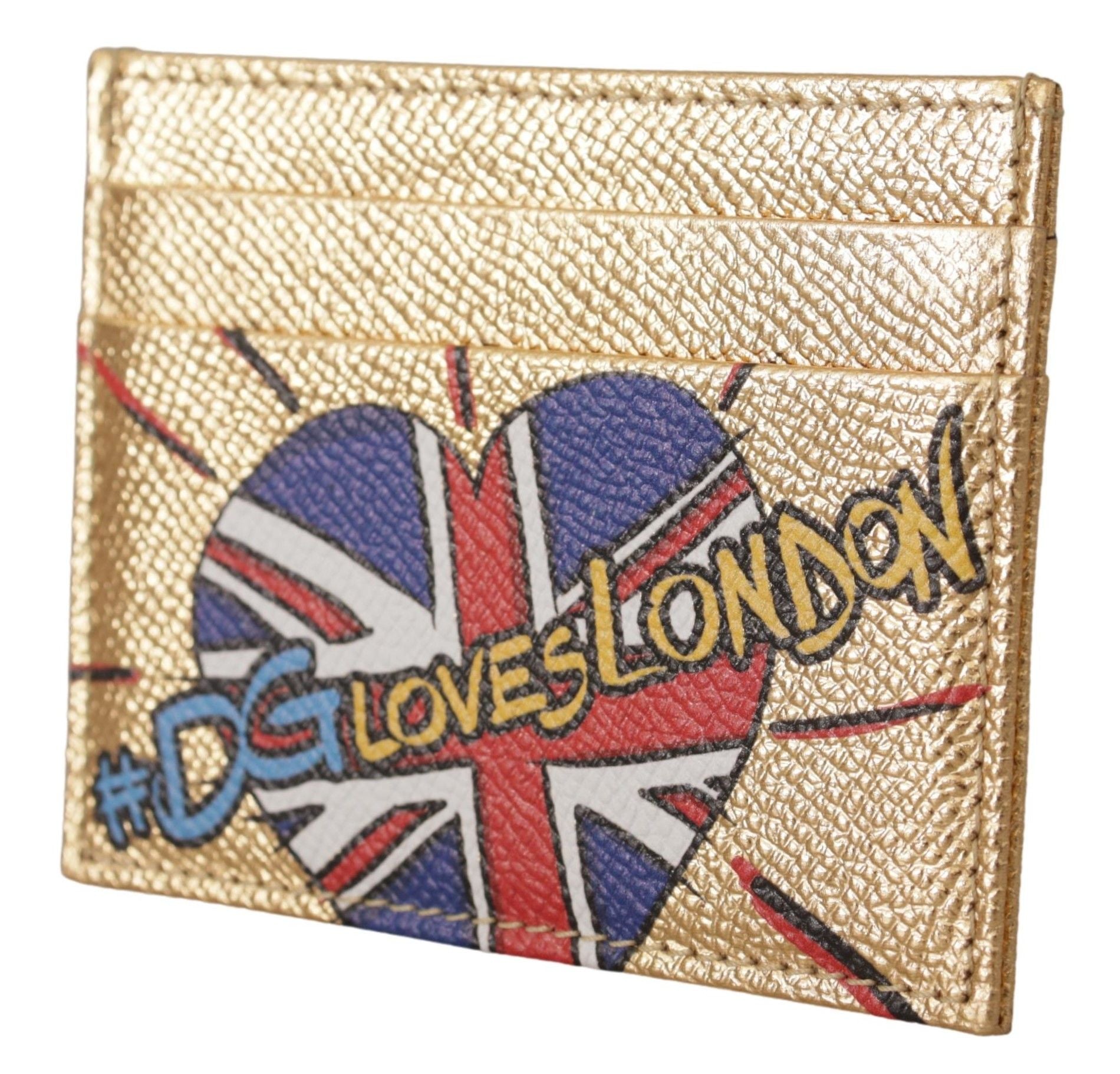 Gold Leather #DGLovesLondon Women Cardholder Case Wallet - ventzia