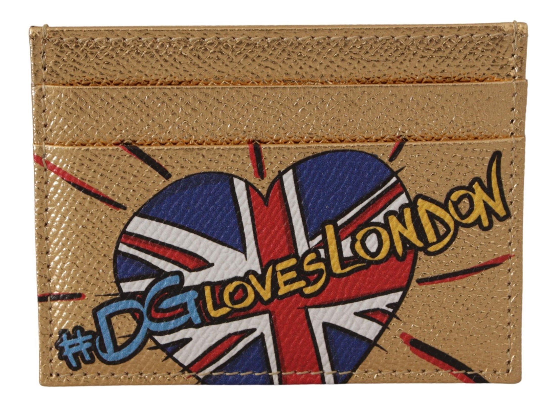 Gold Leather #DGLovesLondon Women Cardholder Case Wallet - ventzia
