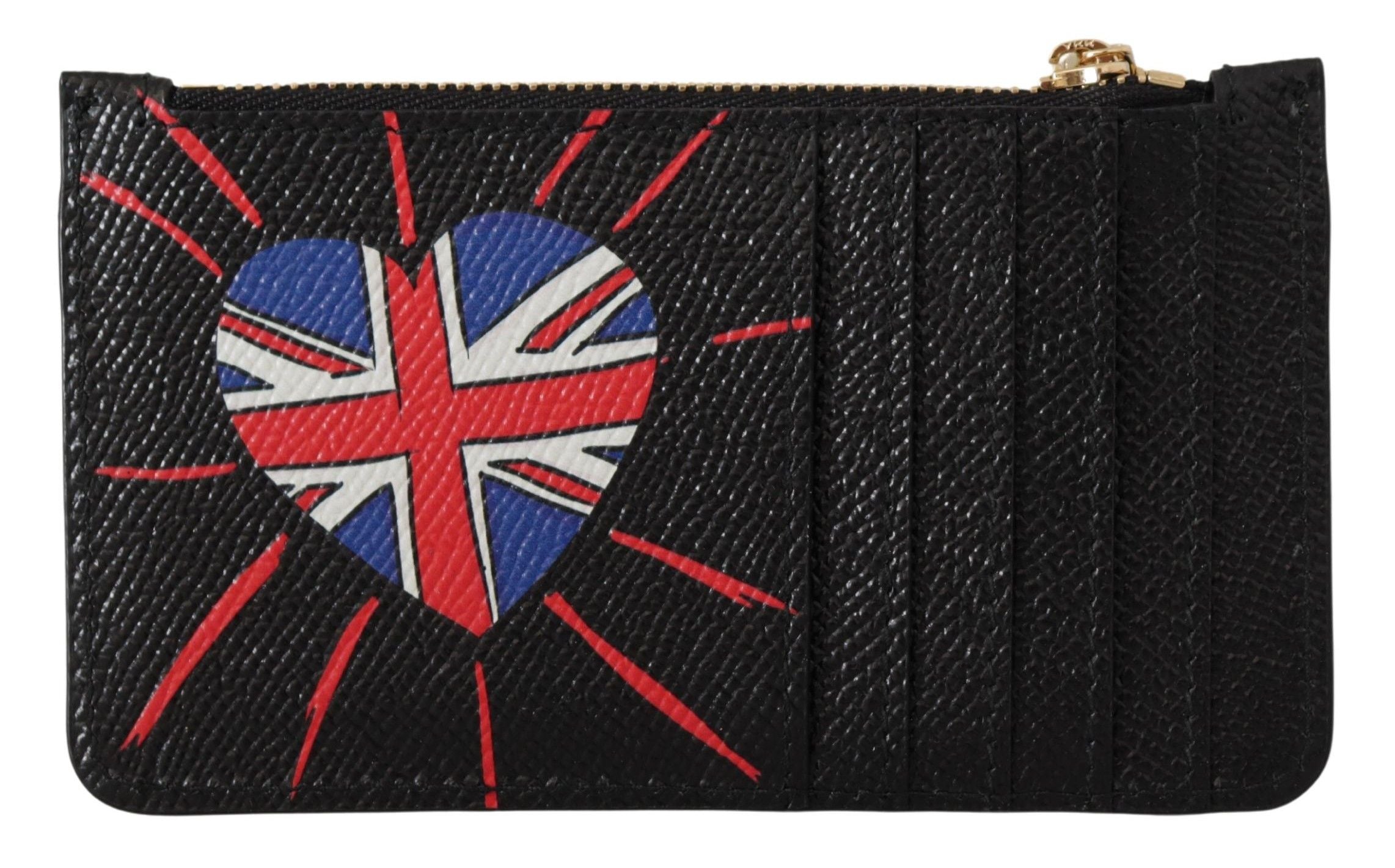 Black Leather #DGLovesLondon Women Cardholder Coin Case  Wallet - ventzia