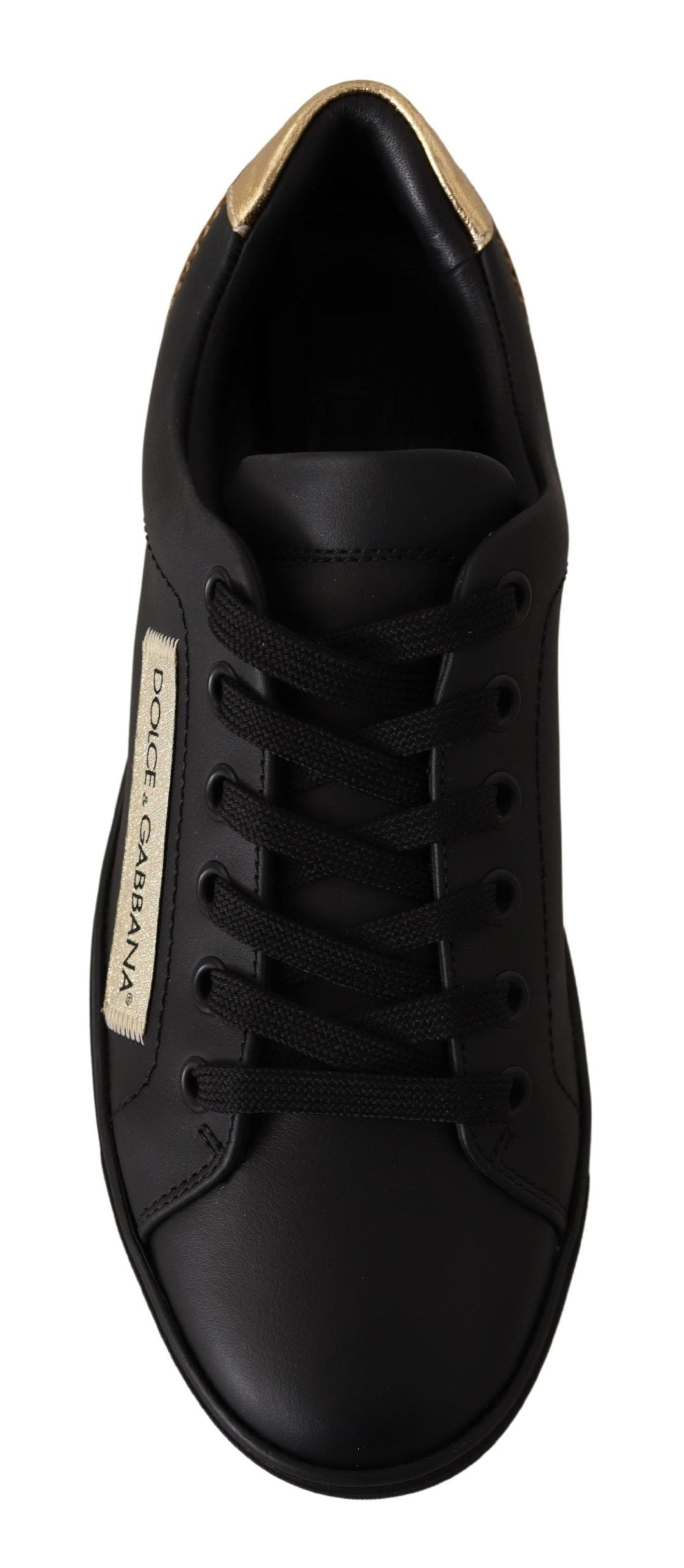 Black Gold Leather Low Top Sneakers Womens Shoes - ventzia