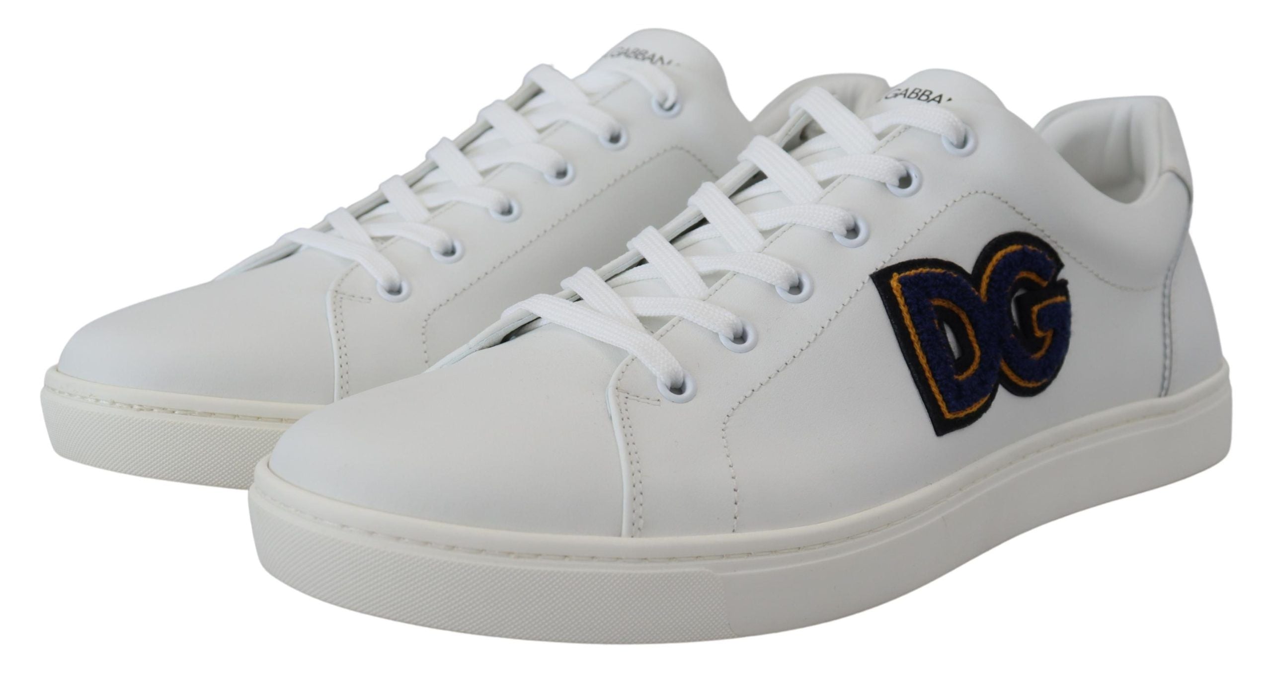 White Leather DG Logo Casual Sneakers Shoes - ventzia