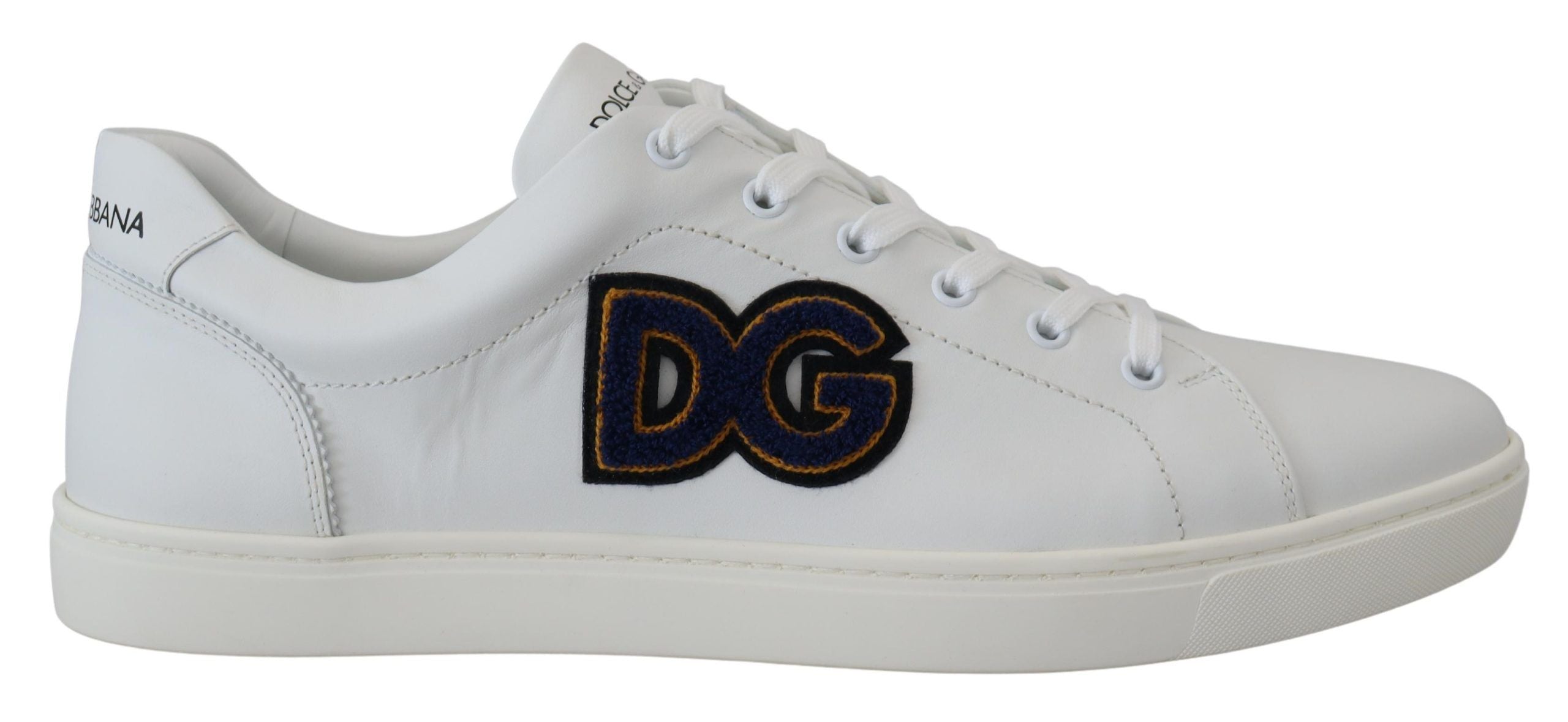 White Leather DG Logo Casual Sneakers Shoes - ventzia