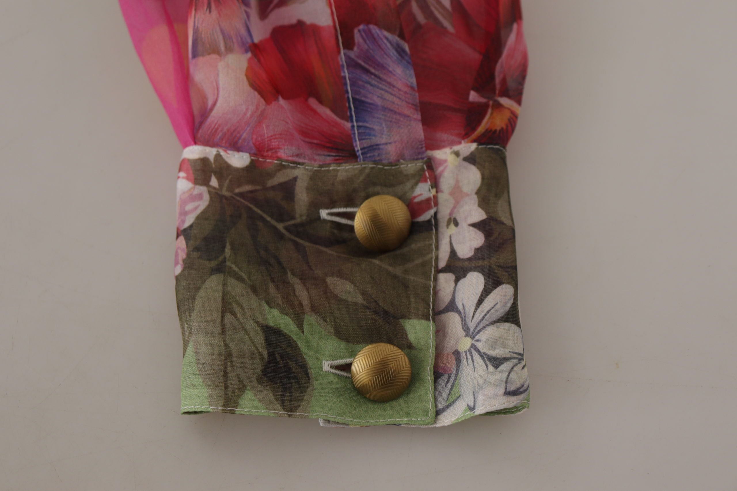 Multicolor Ascot Collar Patchwork Blouse Top - ventzia