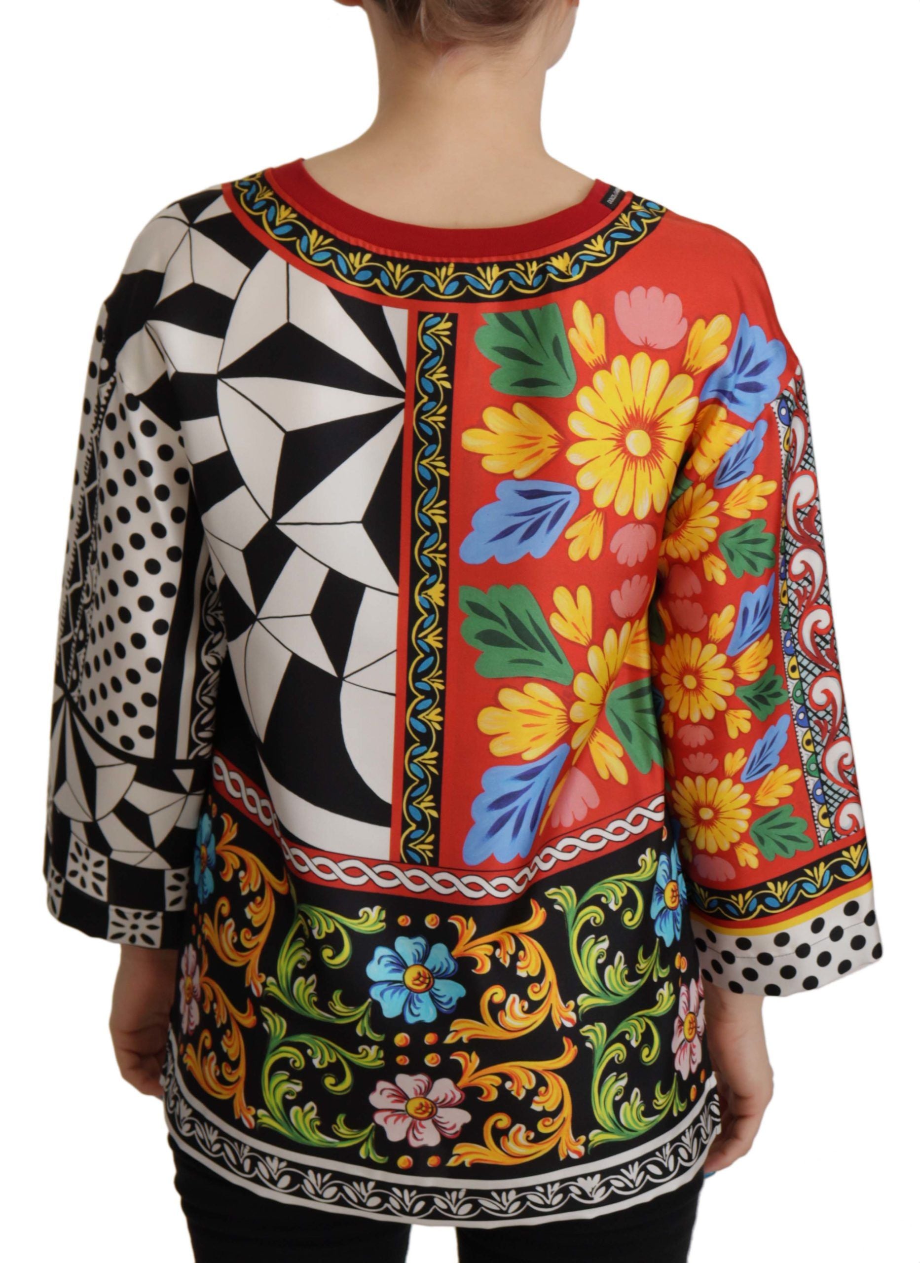 Multicolor Printed Baroque Loose Long Sleeve - ventzia