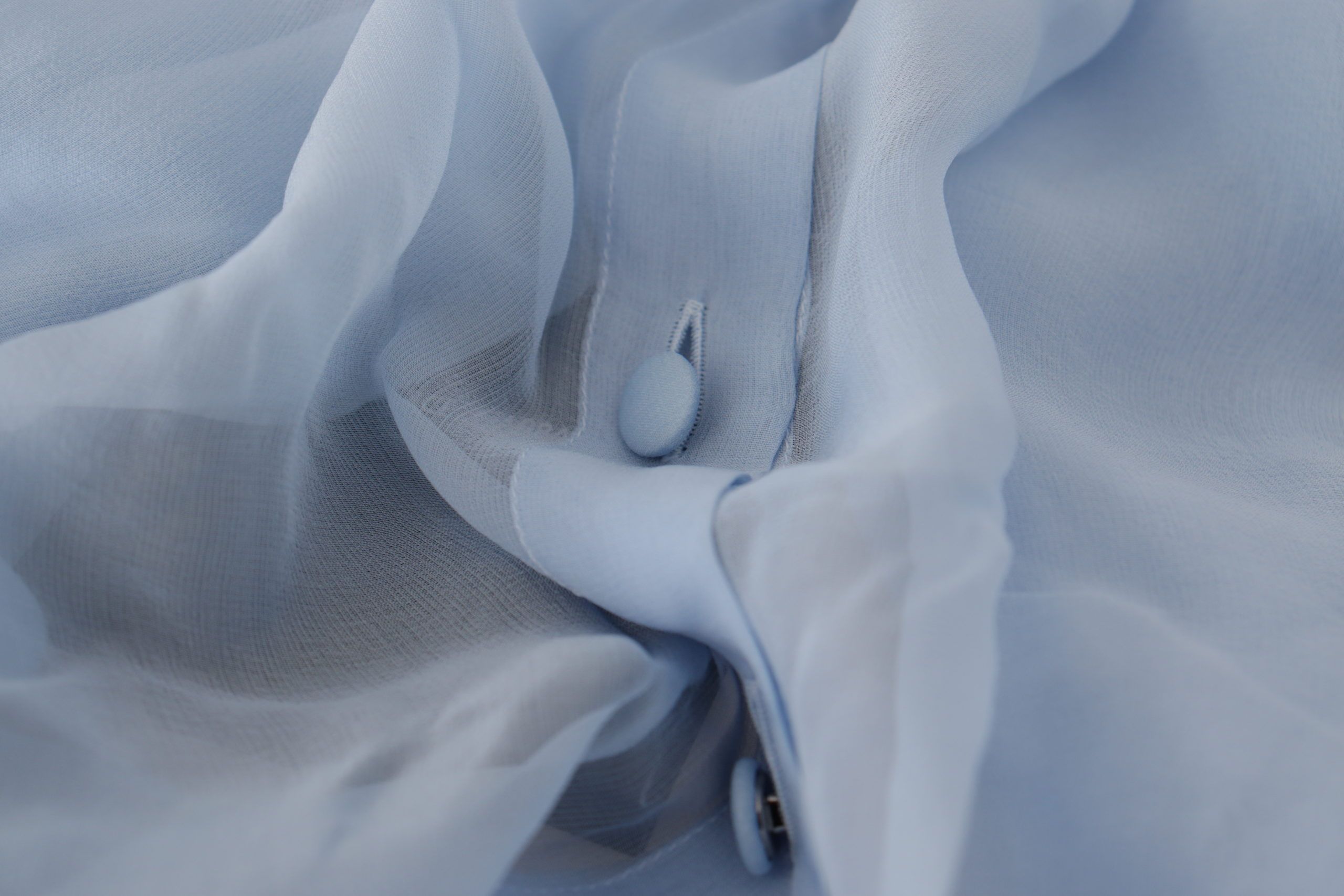 Light Blue Silk Ascot Collar Long Sleeves Top - ventzia