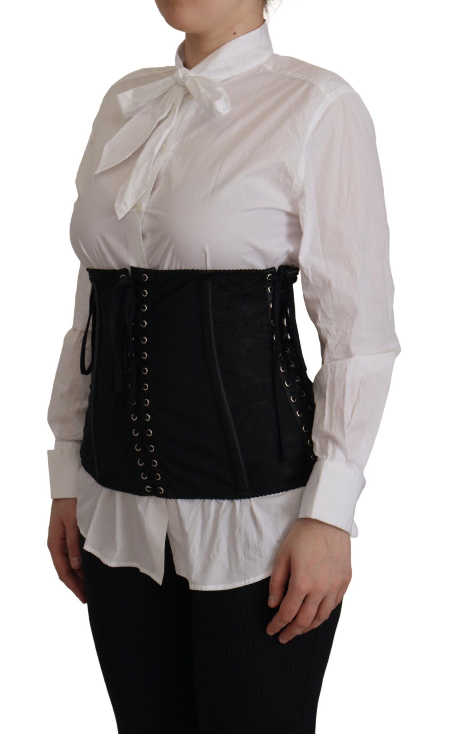 Black Corset Belt Stretch Waist Strap Top - ventzia