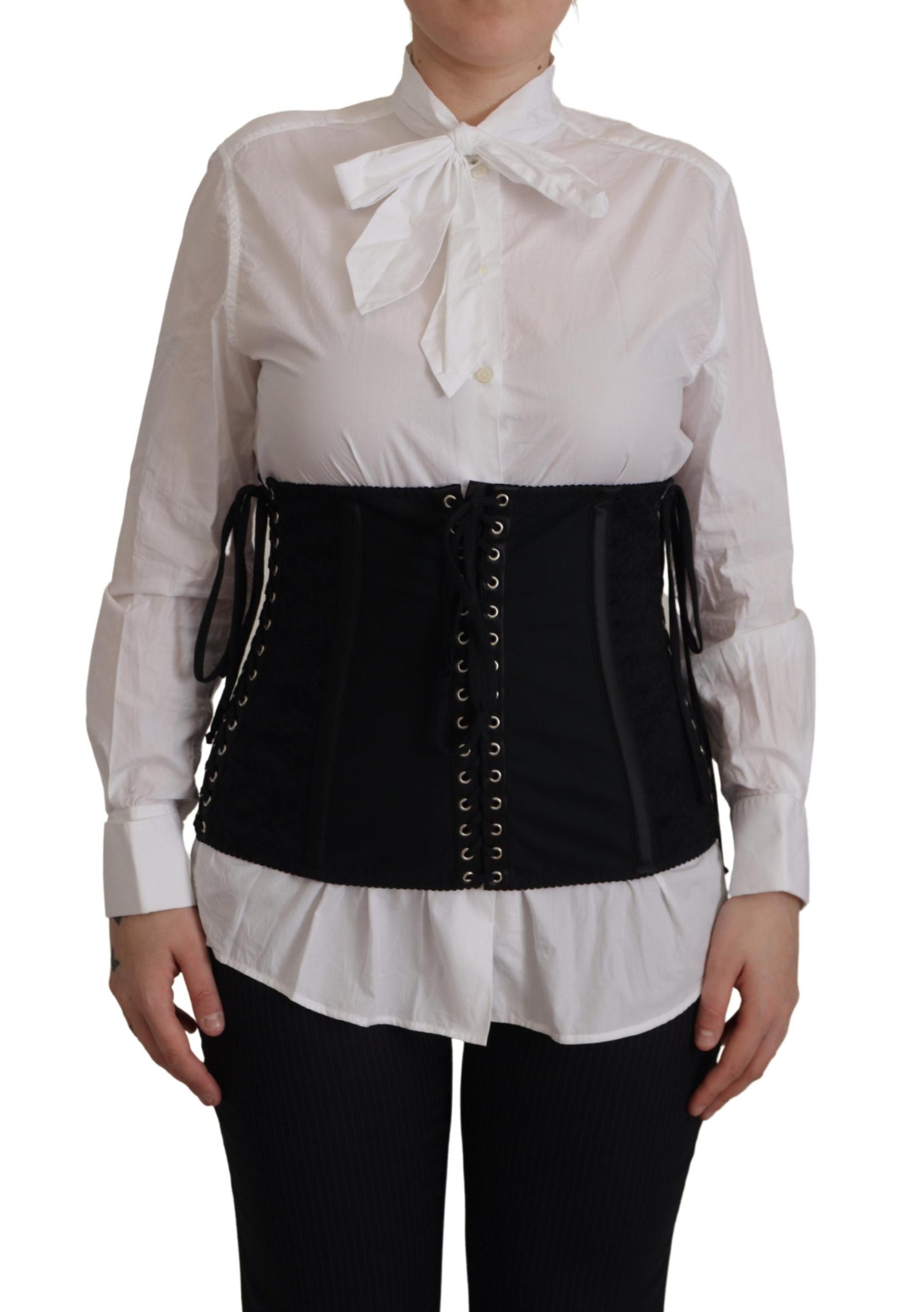 Black Corset Belt Stretch Waist Strap Top - ventzia