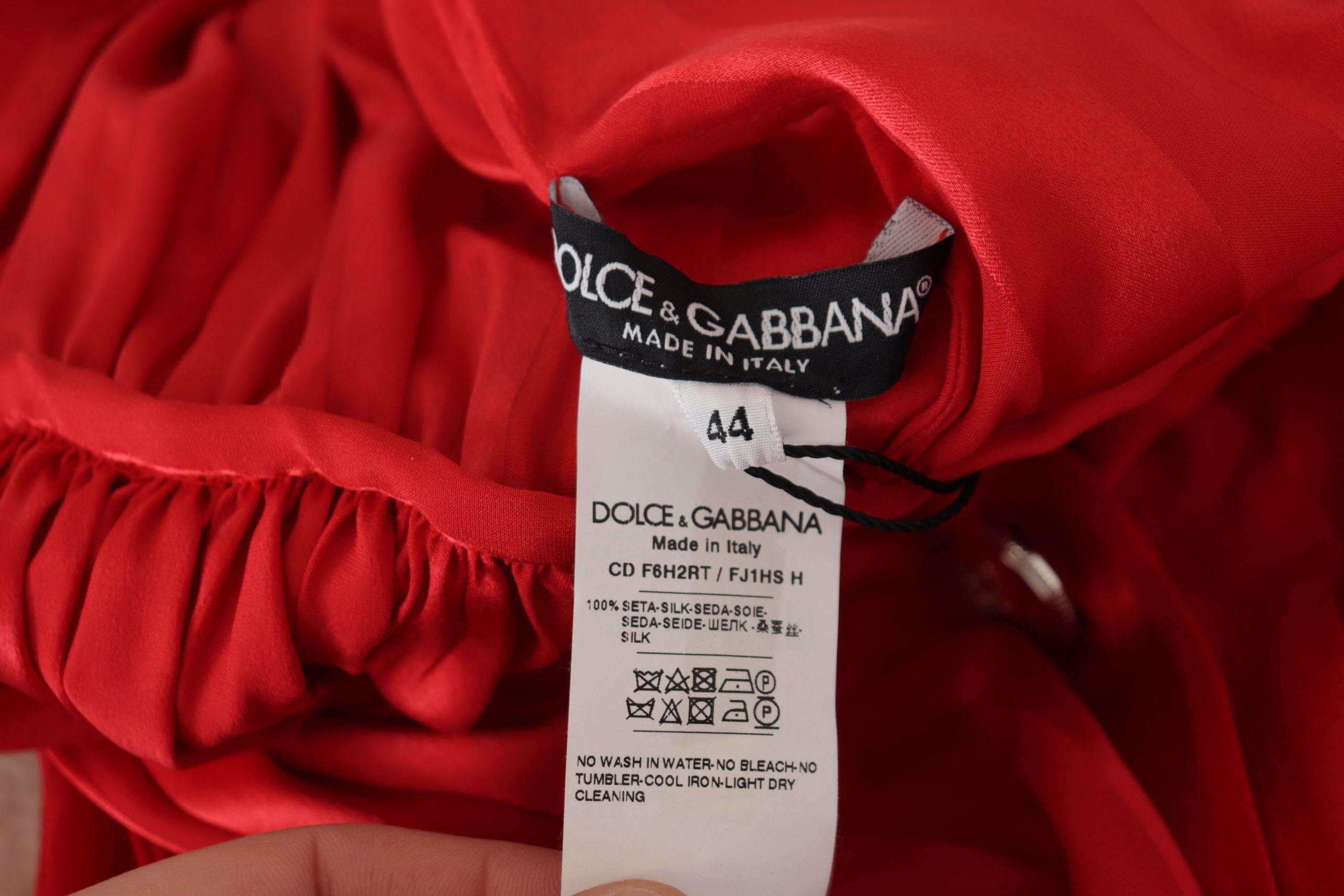Red Button Down Belted Midi Satin Silk Dress - ventzia