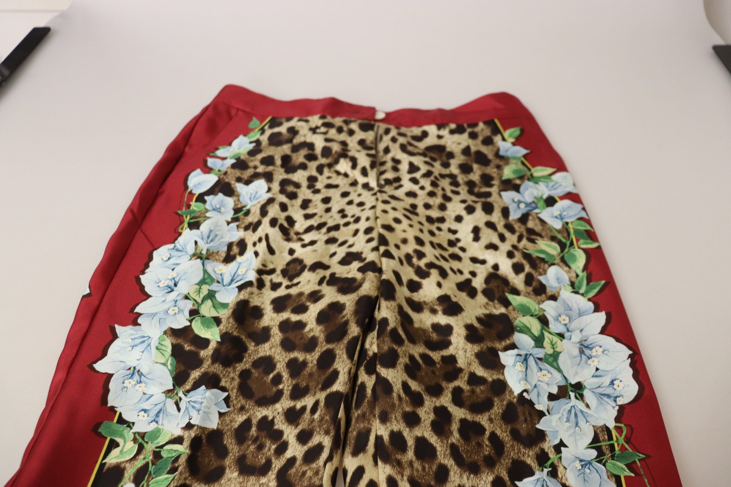 Multicolor Leopard Flora Printed Mid Waist Trouser Pants - ventzia