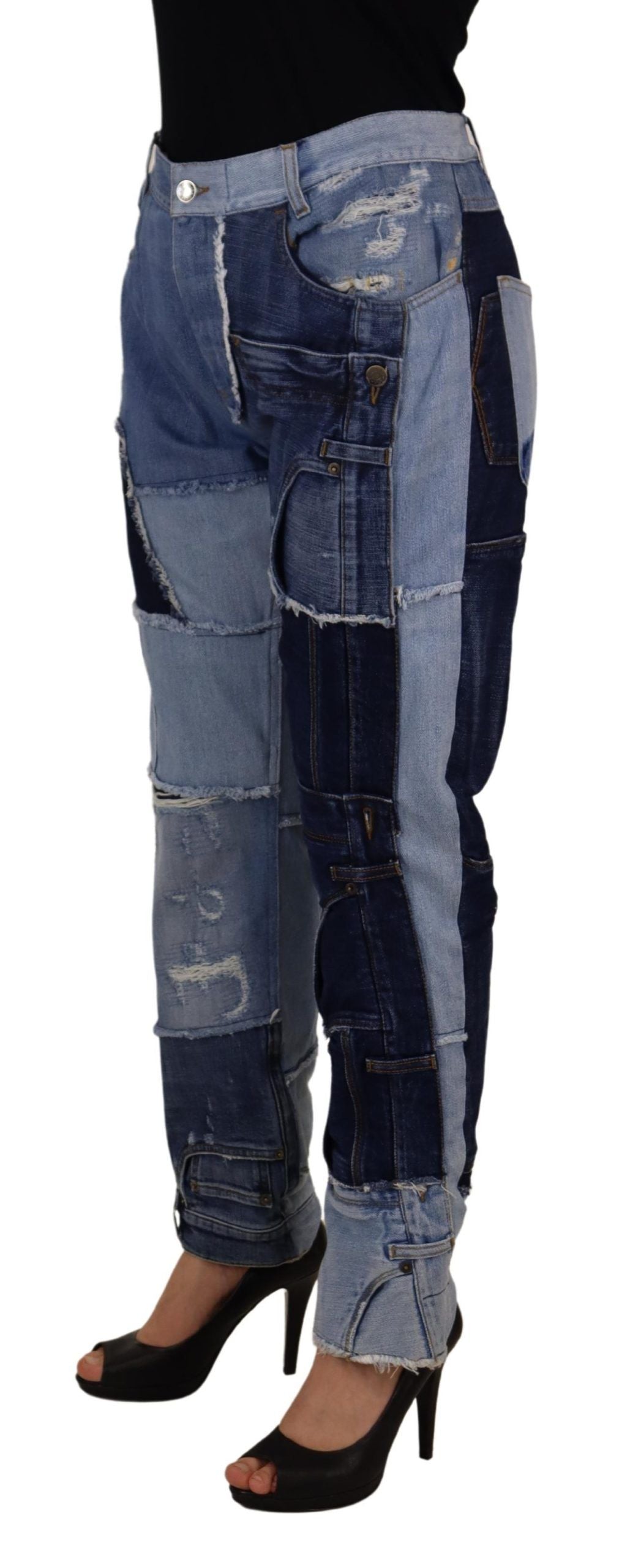 Multicolor Patchwork High Waist Denim Jeans - ventzia