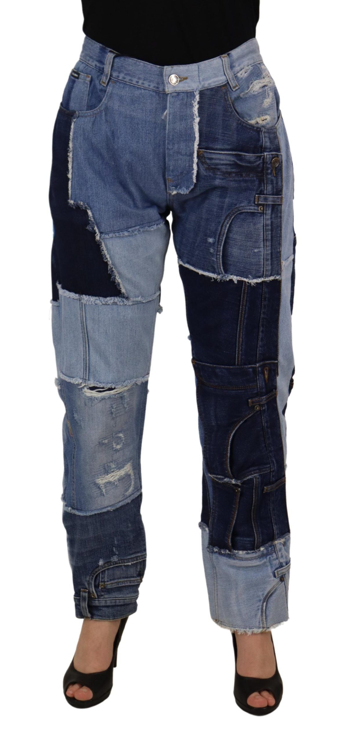 Multicolor Patchwork High Waist Denim Jeans - ventzia