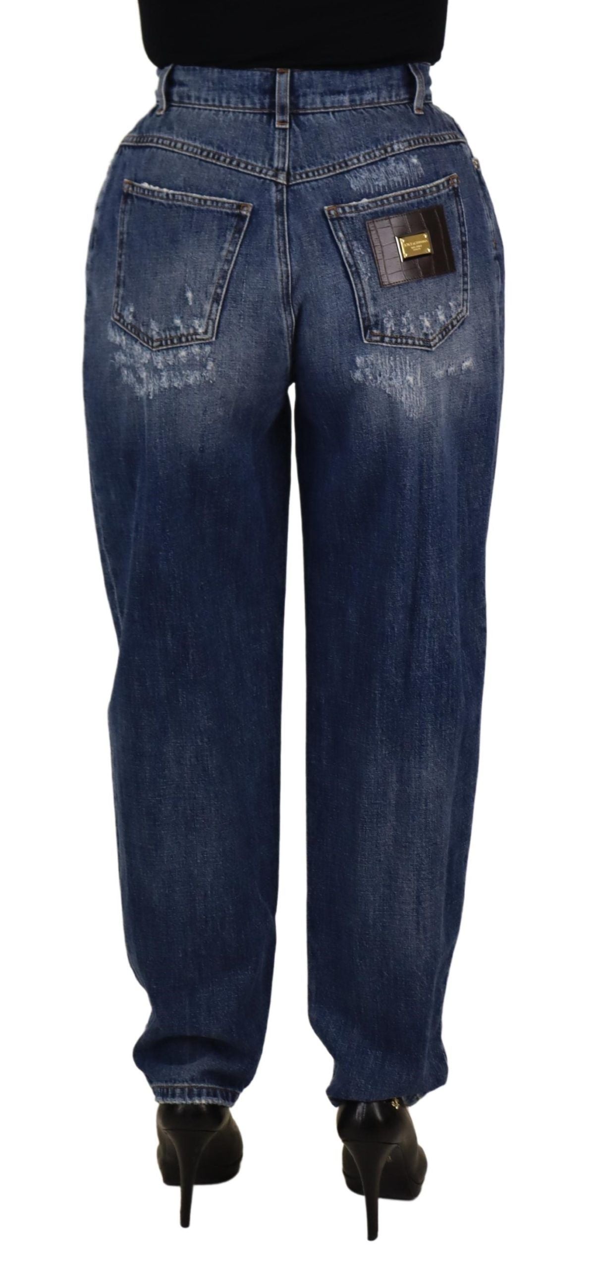 Blue Washed High Waist Loose Fit Pants - ventzia
