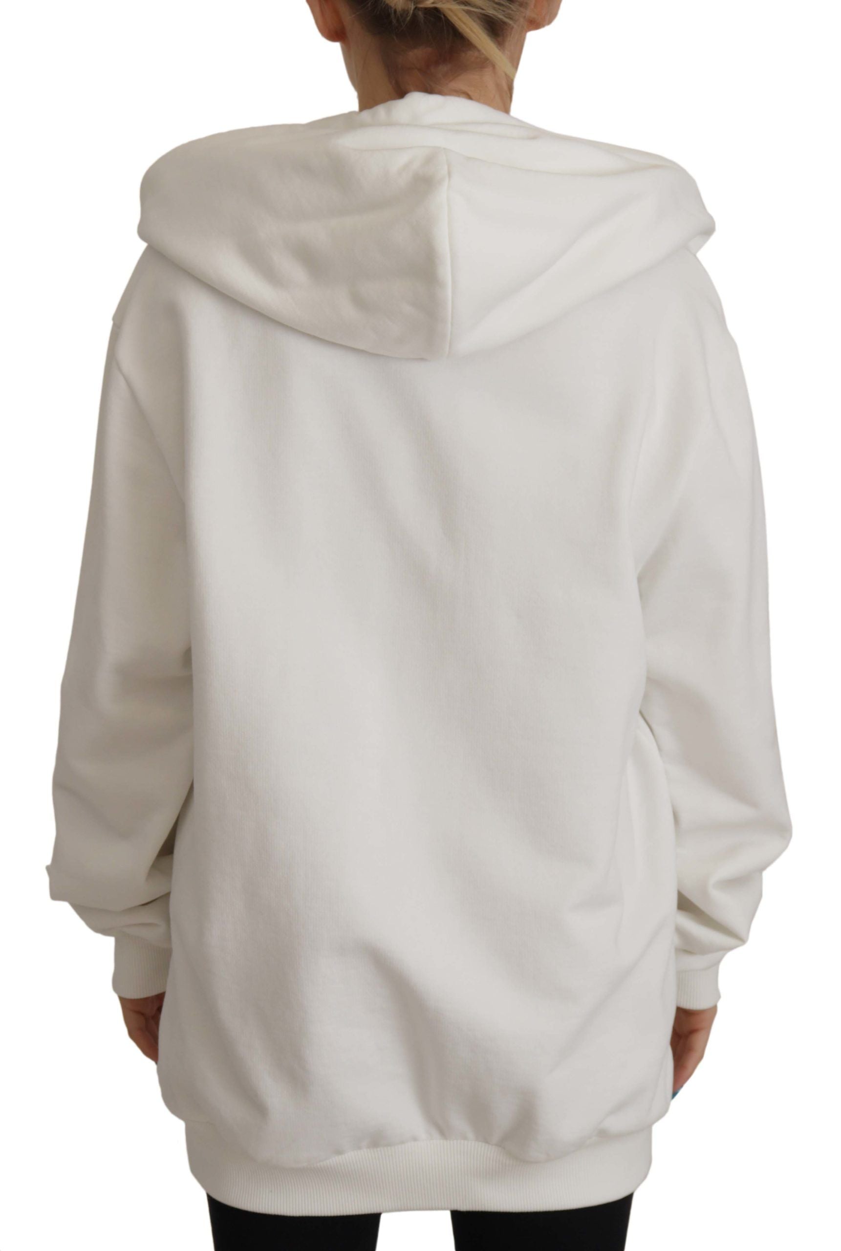 White Hoodie Pullover Embroidered Sweater