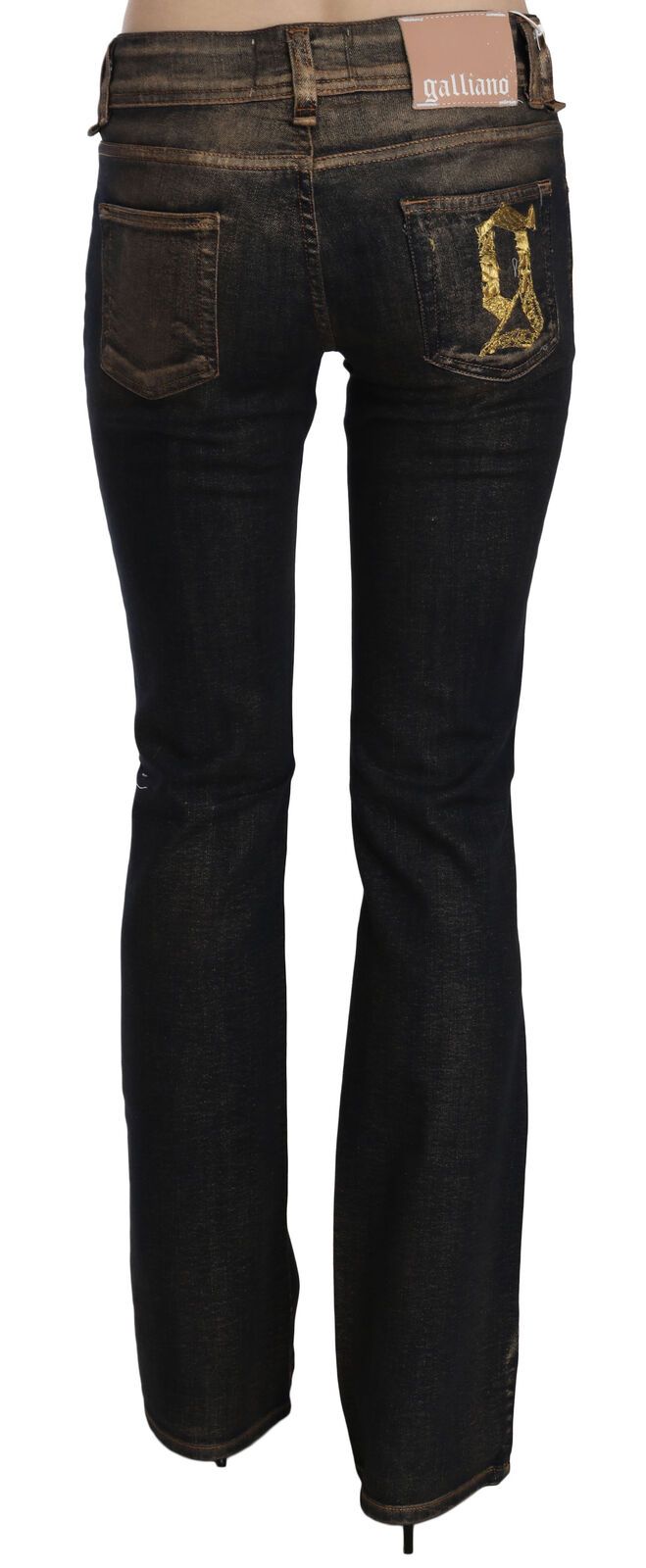 Black Washed Mid Waist Flared Denim Pants Cotton - ventzia