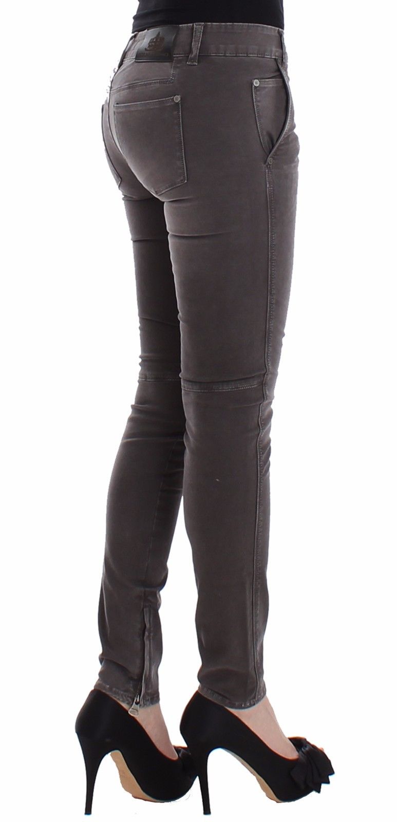 Chic Gray Slim Leg Jeans - Elegance Meets Comfort - ventzia
