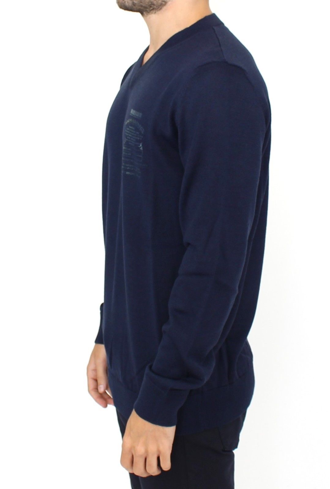 Elegant Blue V-Neck Wool Blend Pullover - ventzia