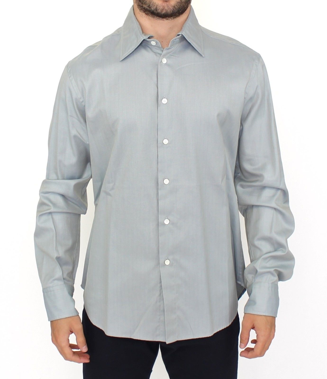 Elegance Unleashed Gray Casual Button-Front Shirt - ventzia