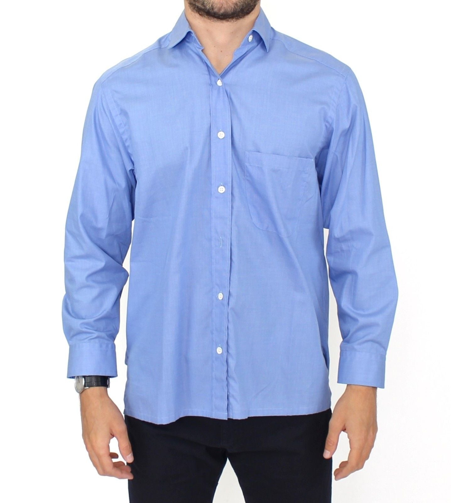 Dapper Blue Cotton Dress Shirt for Men - ventzia