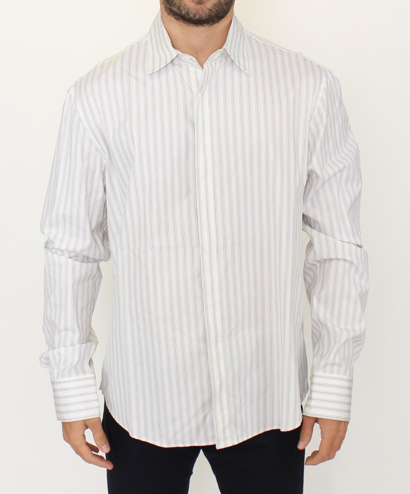 Elegant Striped Cotton Casual Shirt - ventzia