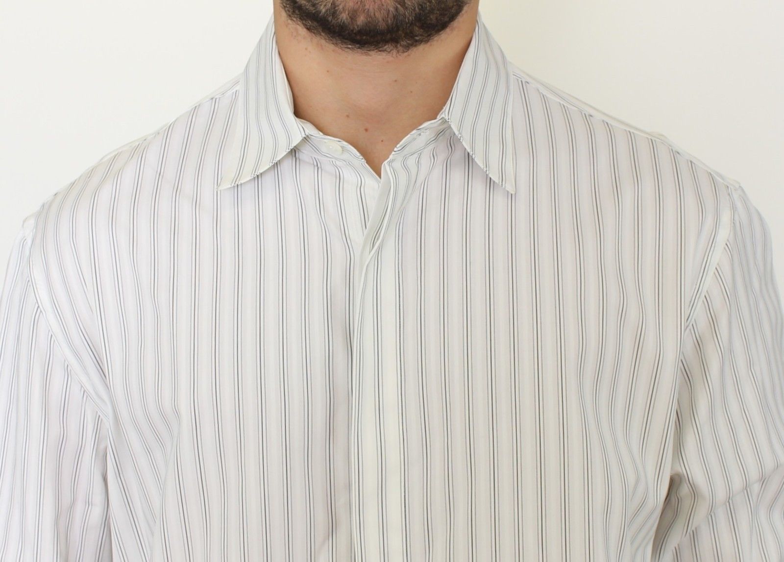 Elegant Striped Cotton Casual Shirt - ventzia