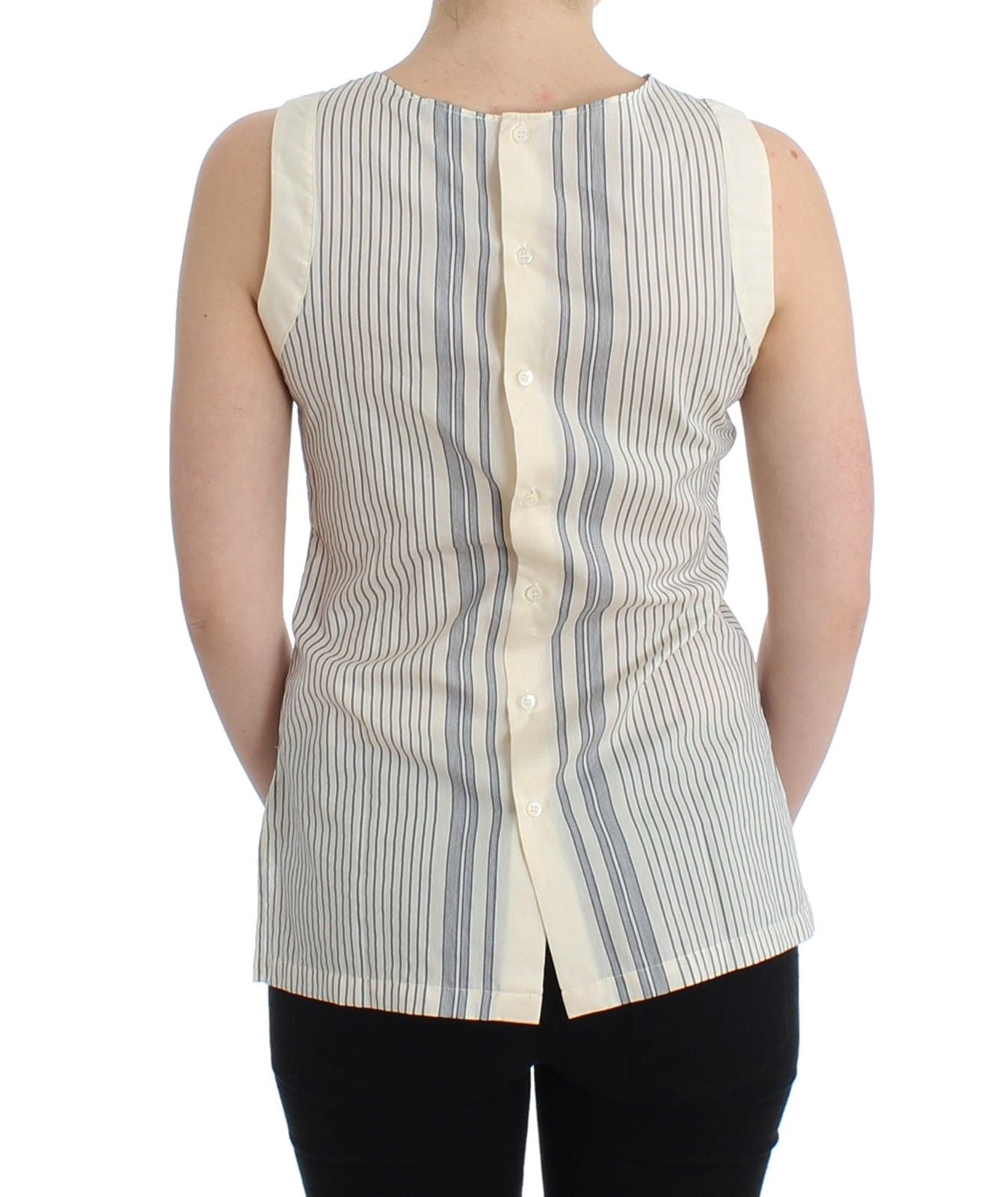 Chic Striped Cotton-Silk Bow Top - ventzia