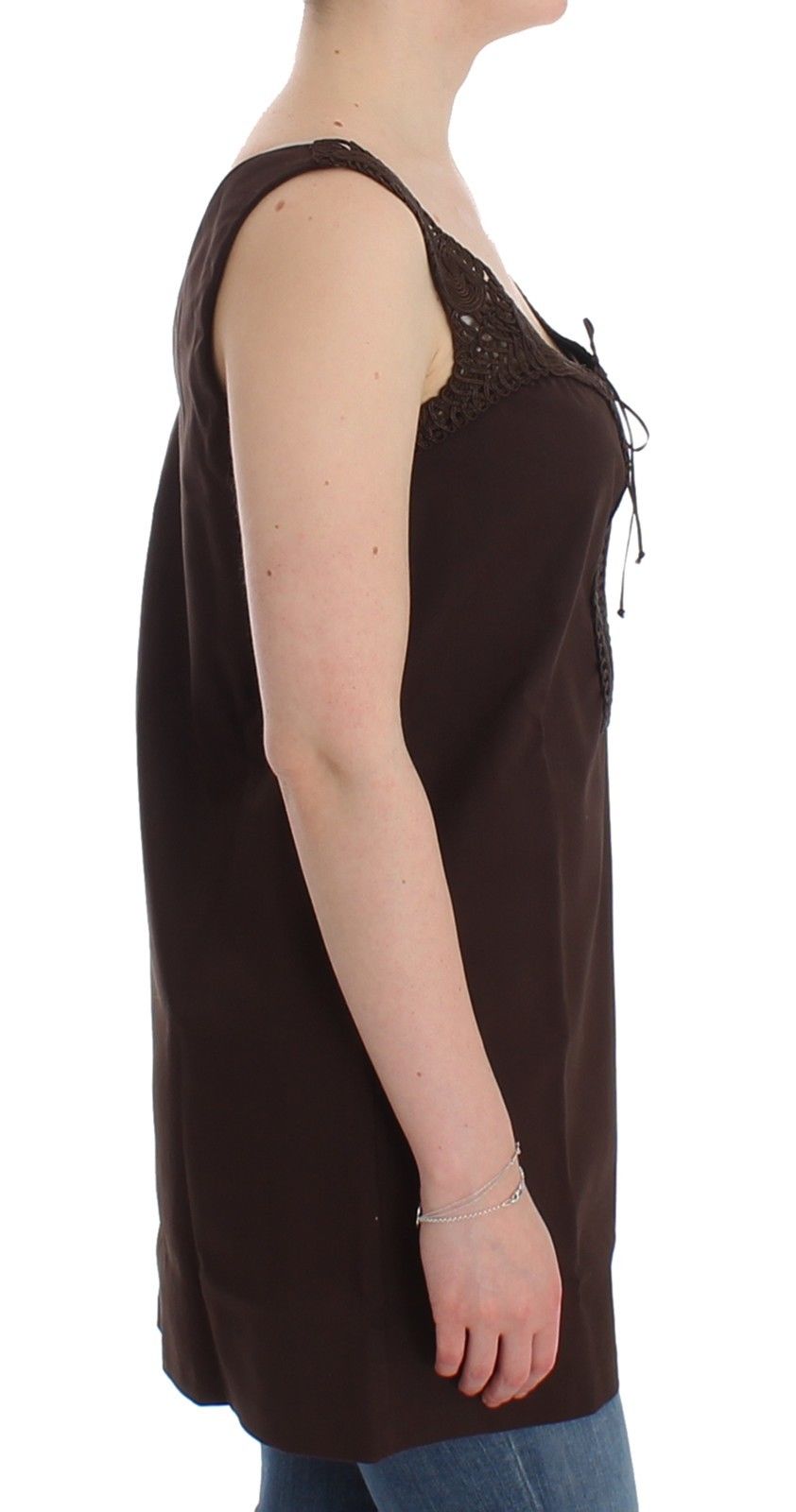 Chic Brown Tunic Cotton Dress Top - ventzia