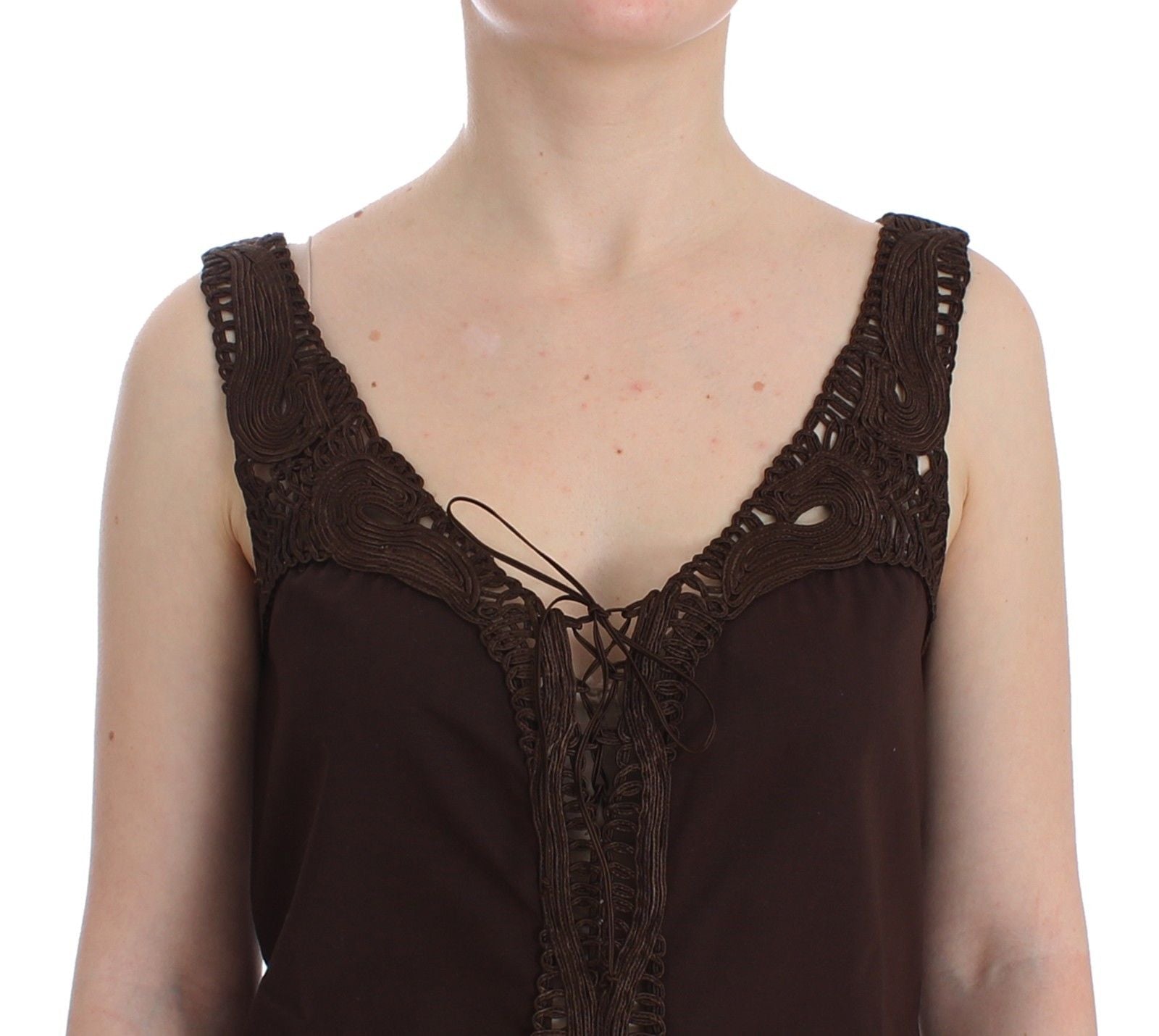 Chic Brown Tunic Cotton Dress Top - ventzia