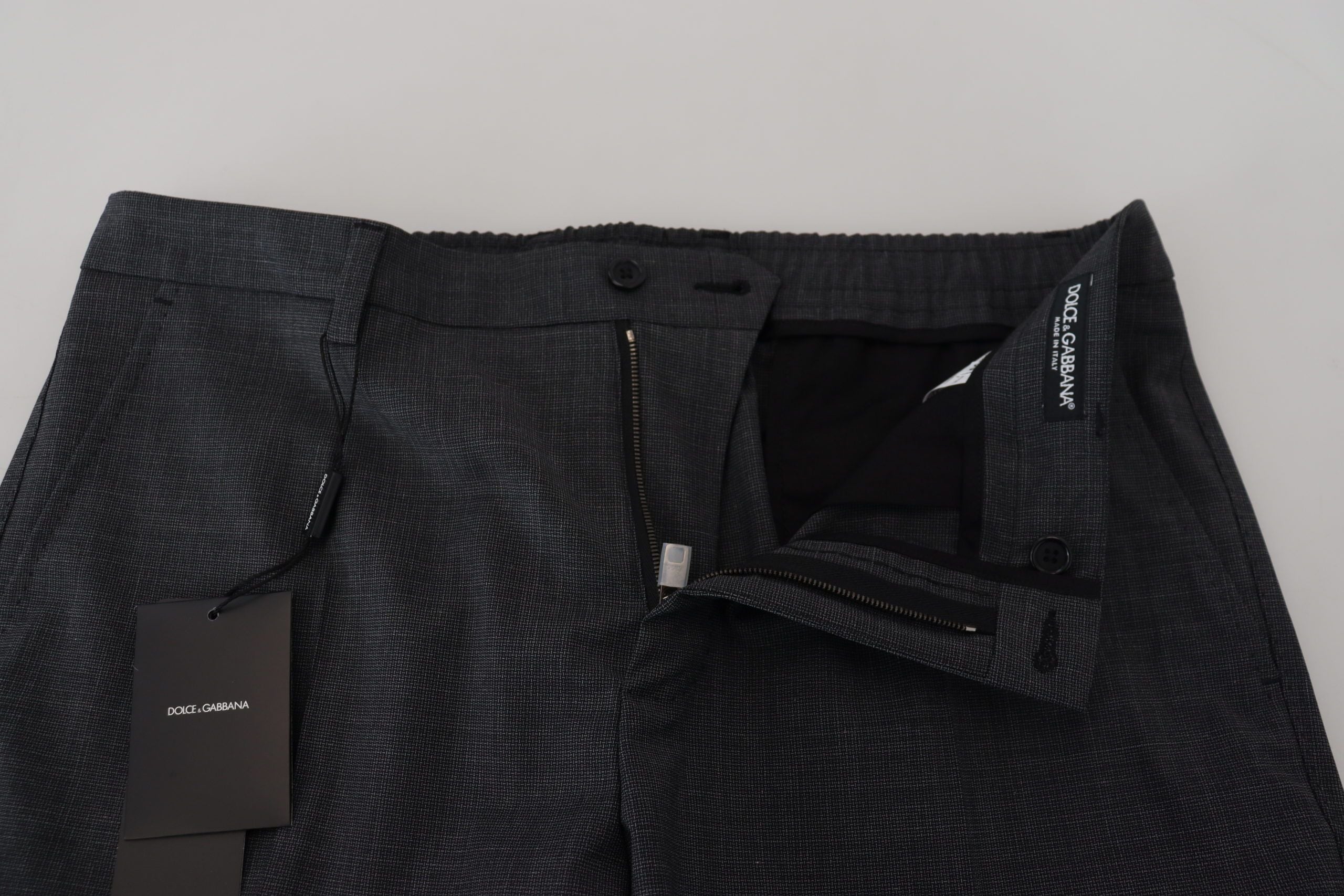 Gray Checked Cargo Trousers Stretch Pants - ventzia