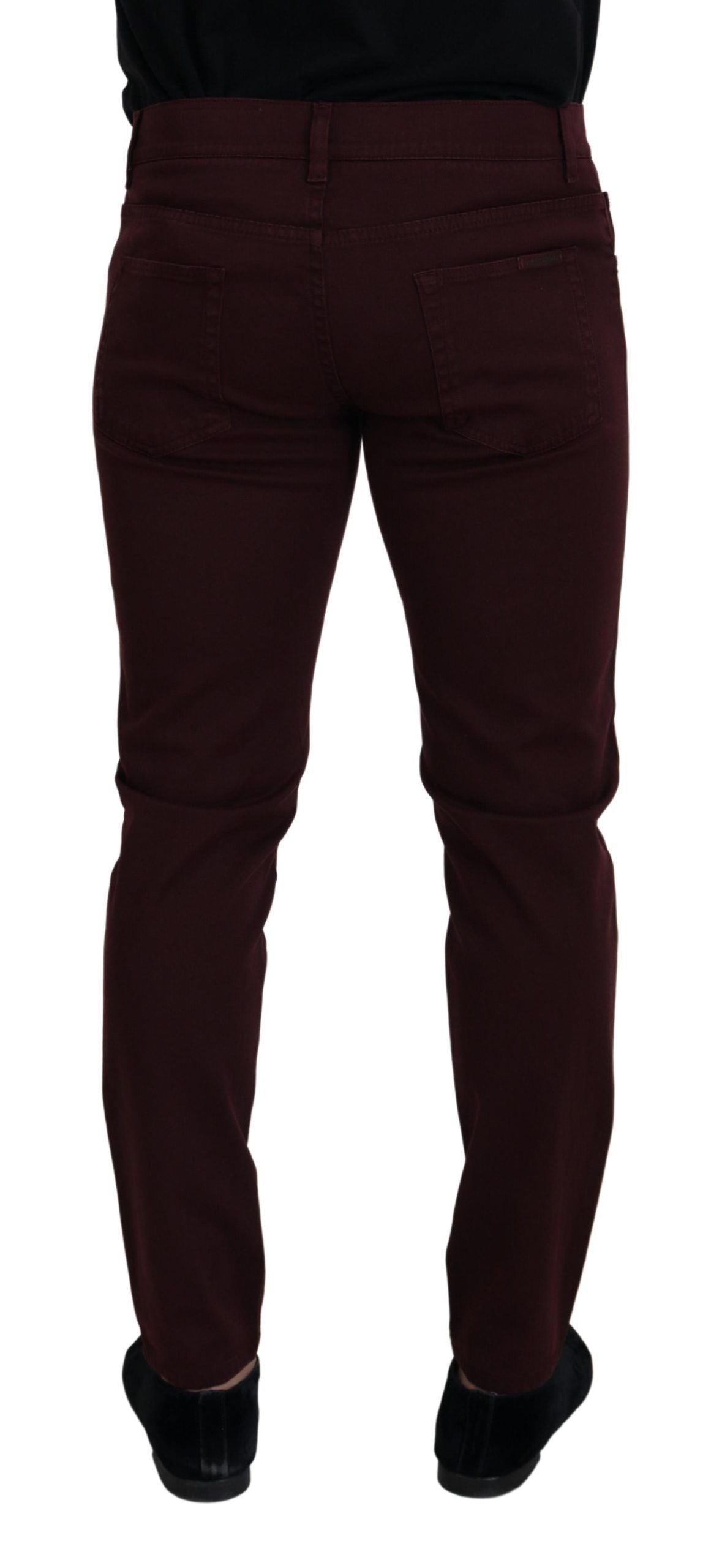 Bordeaux Cotton Stretch GOLD Denim Jeans - ventzia
