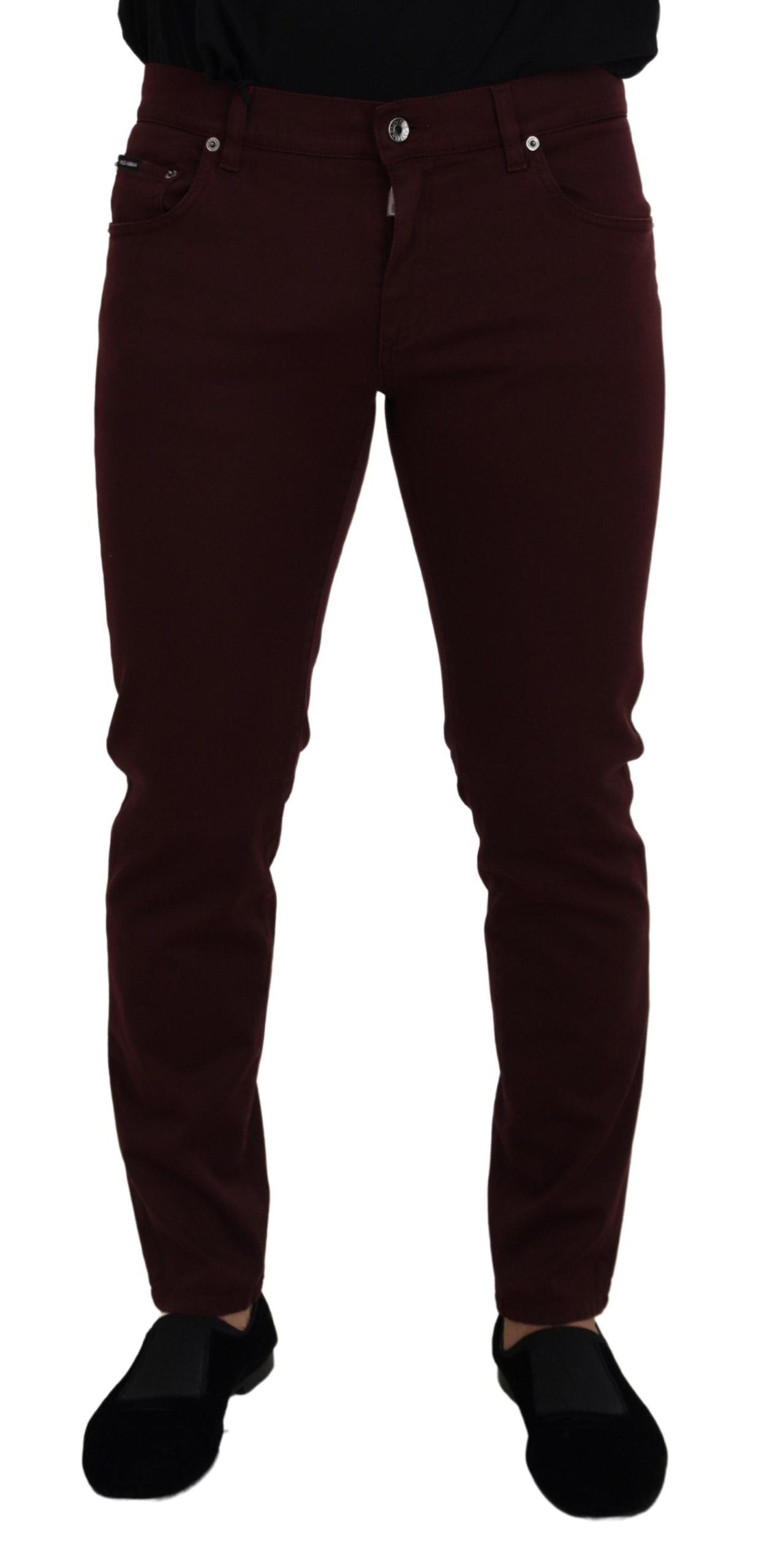 Bordeaux Cotton Stretch GOLD Denim Jeans - ventzia