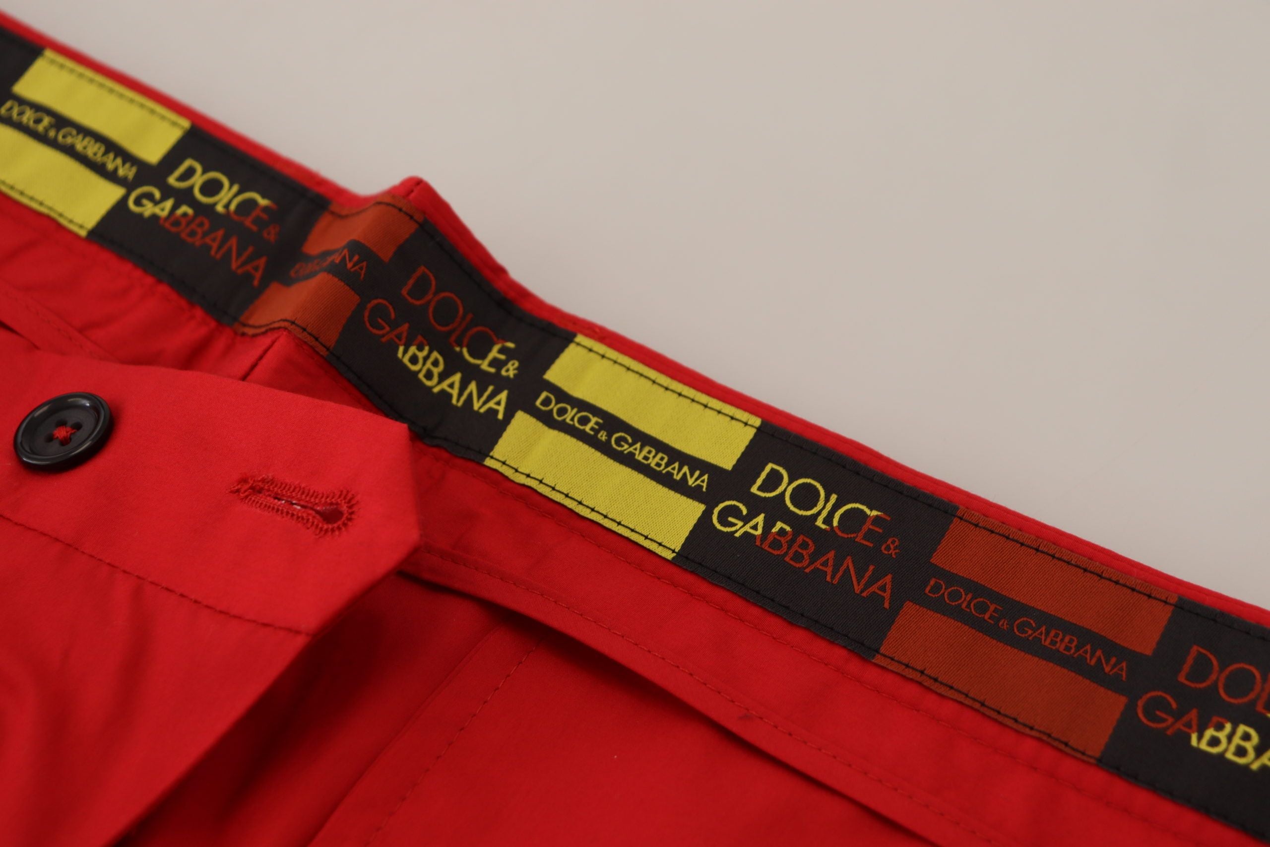 Red Cotton Slim Fit Trousers Chinos Pants - ventzia