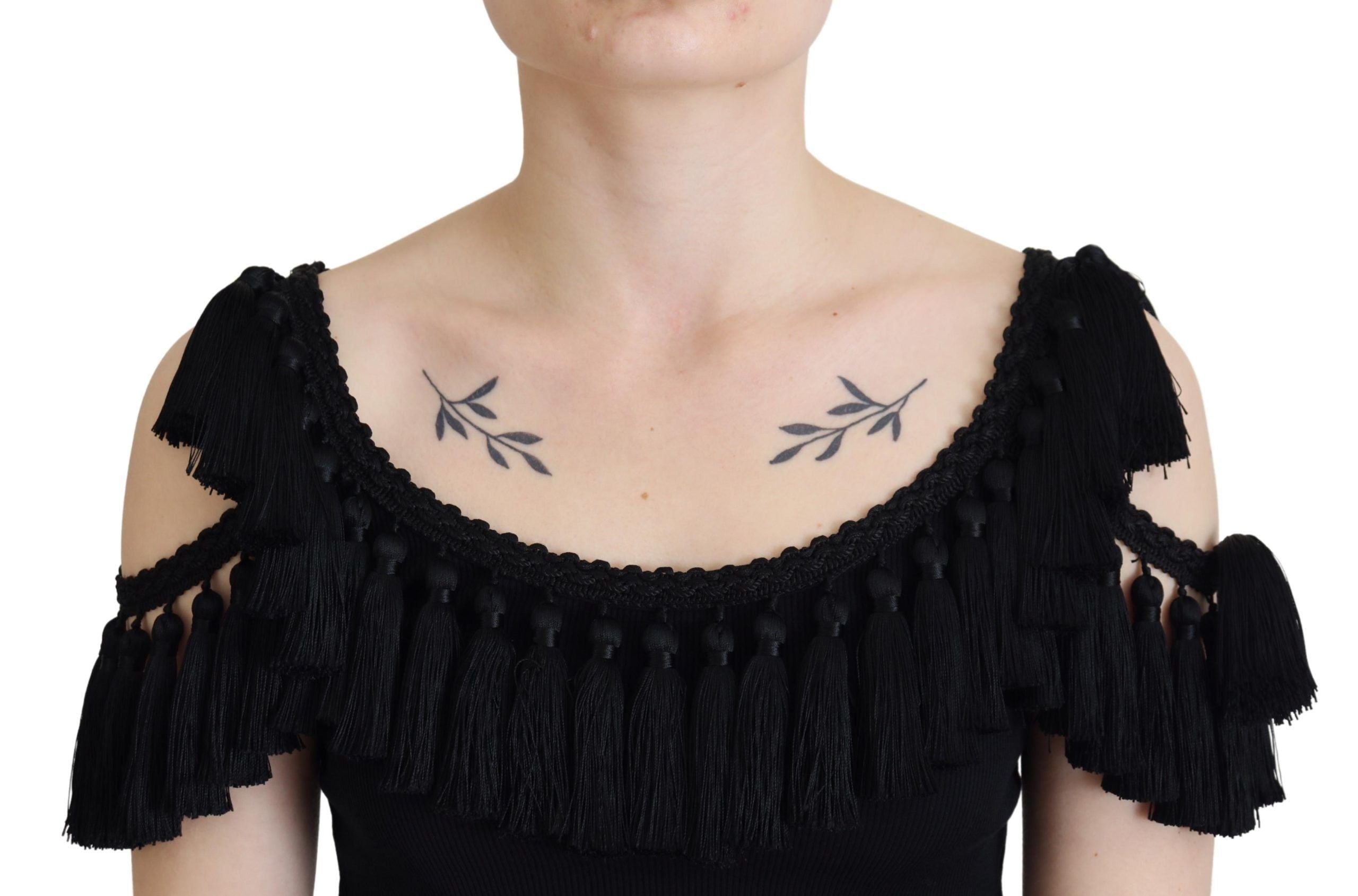 Black Tank Top Blouse Tassle Cotton Blouse - ventzia