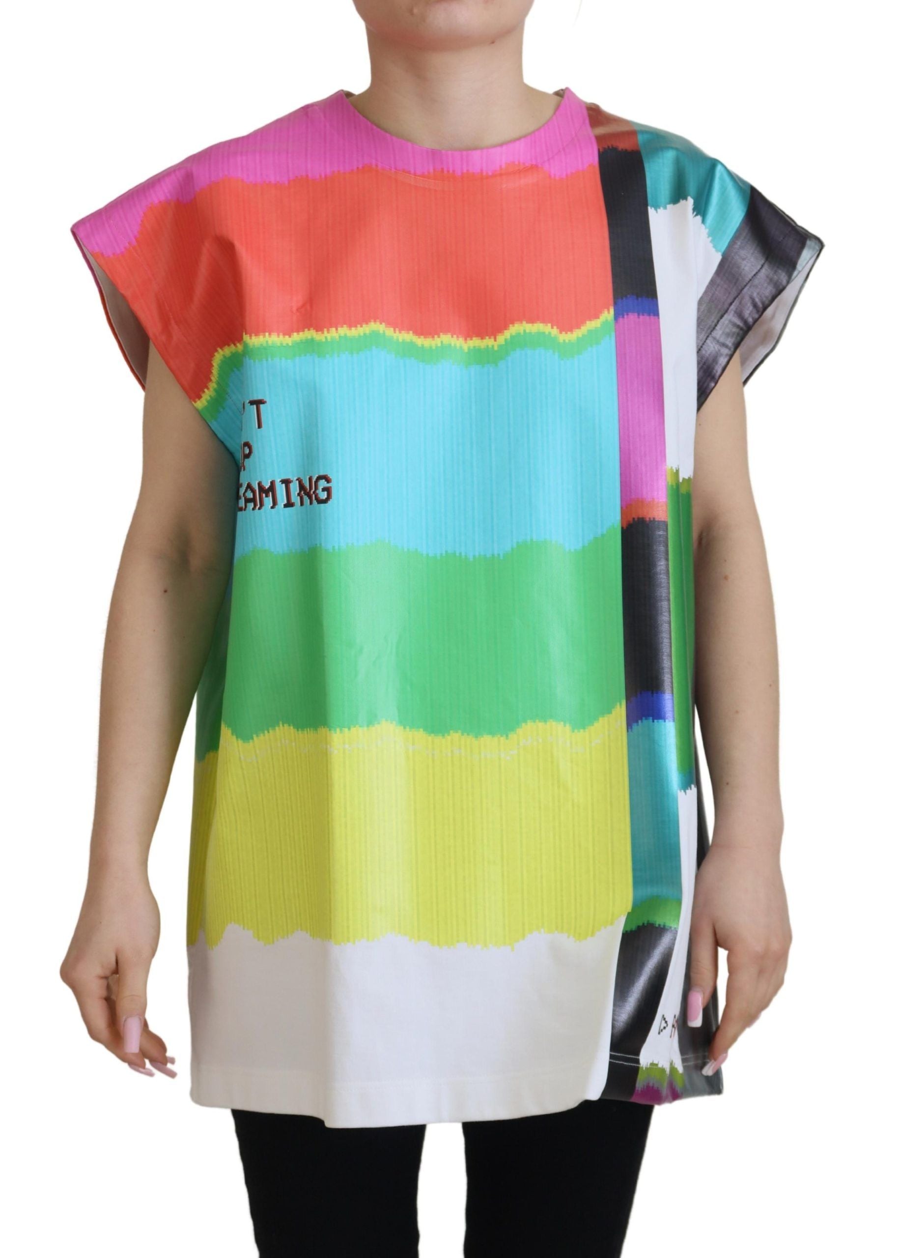 Multicolor TV Print Blouse Cotton  T-shirt - ventzia