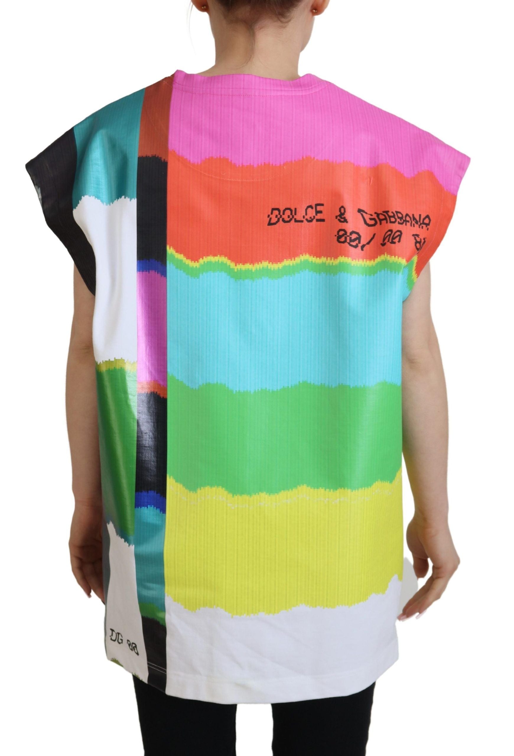 Multicolor TV Print Blouse Cotton  T-shirt - ventzia