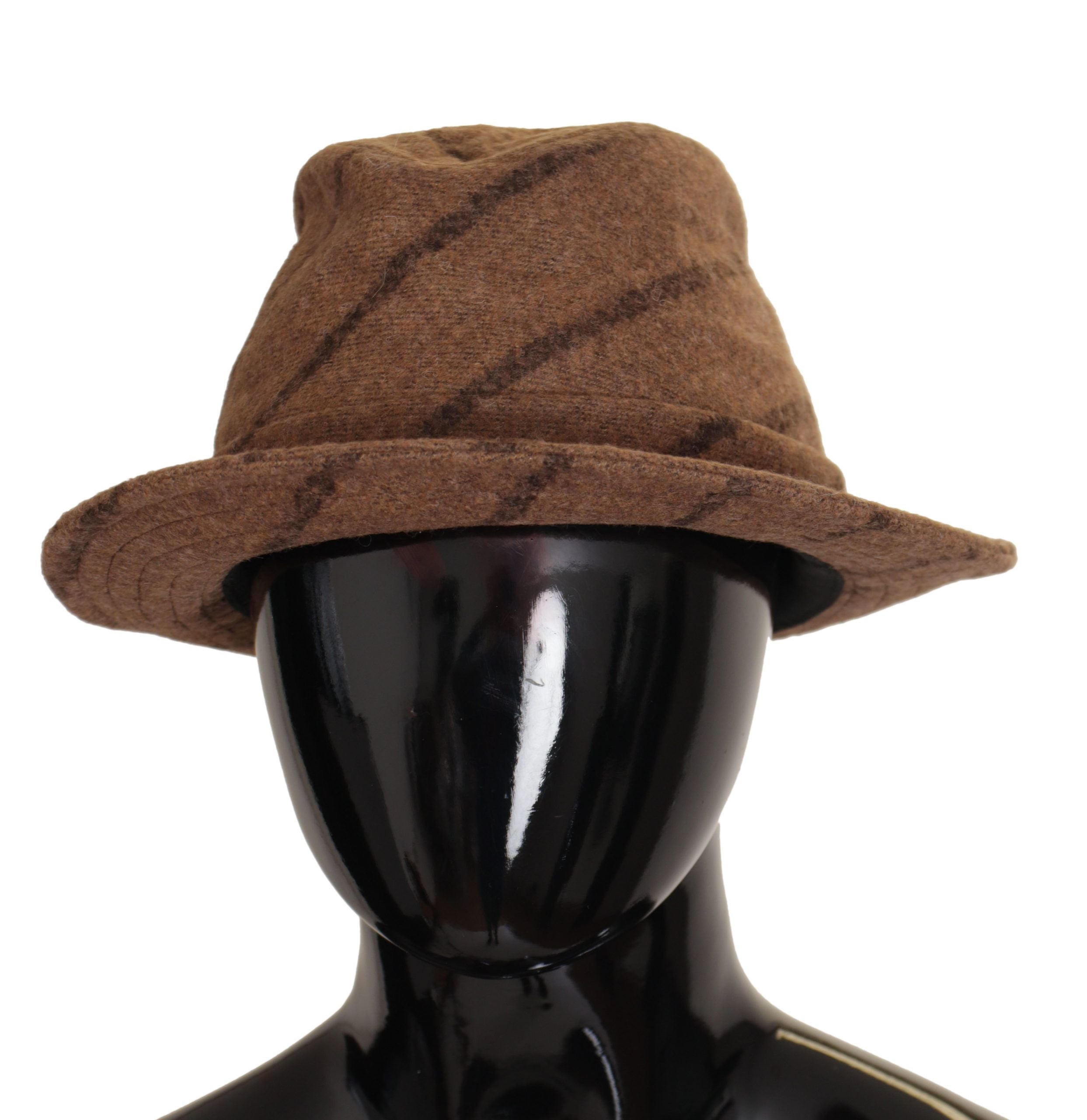 Brown Fedora Striped Print Summer Hat - ventzia