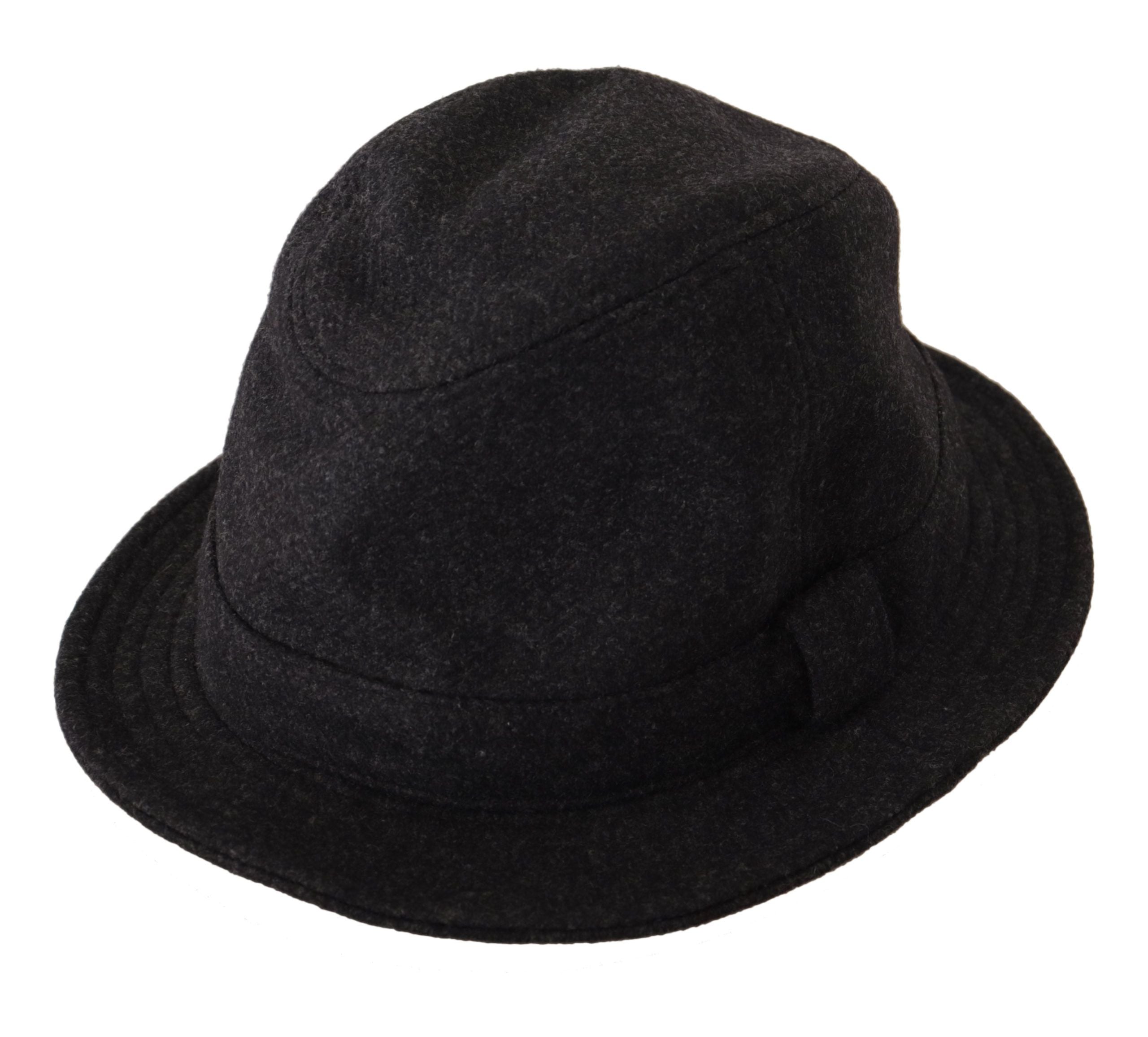 Gray Virgin Wool Logo Fedora Trilby Cappello Hat - ventzia