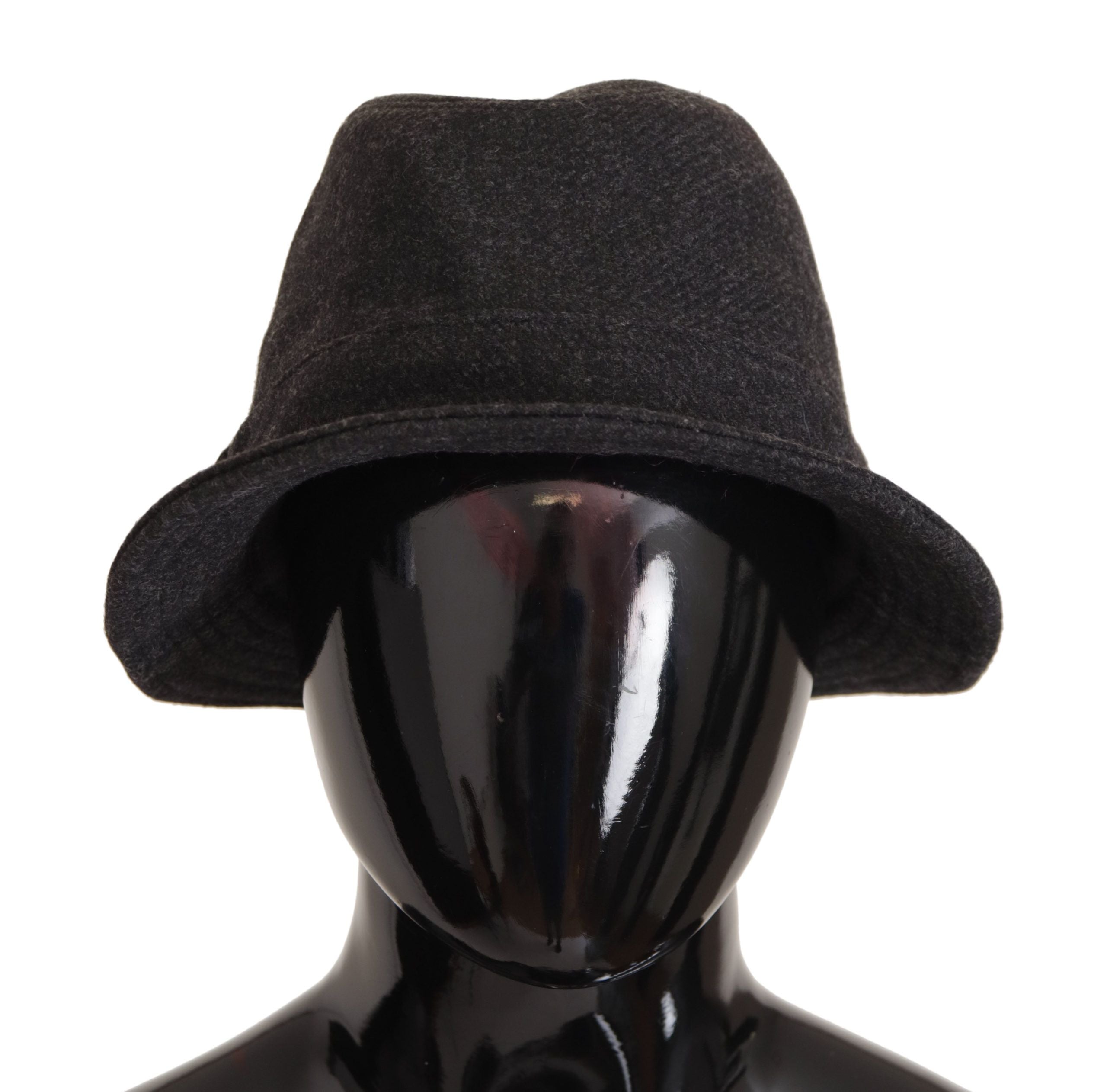 Gray Virgin Wool Logo Fedora Trilby Cappello Hat - ventzia