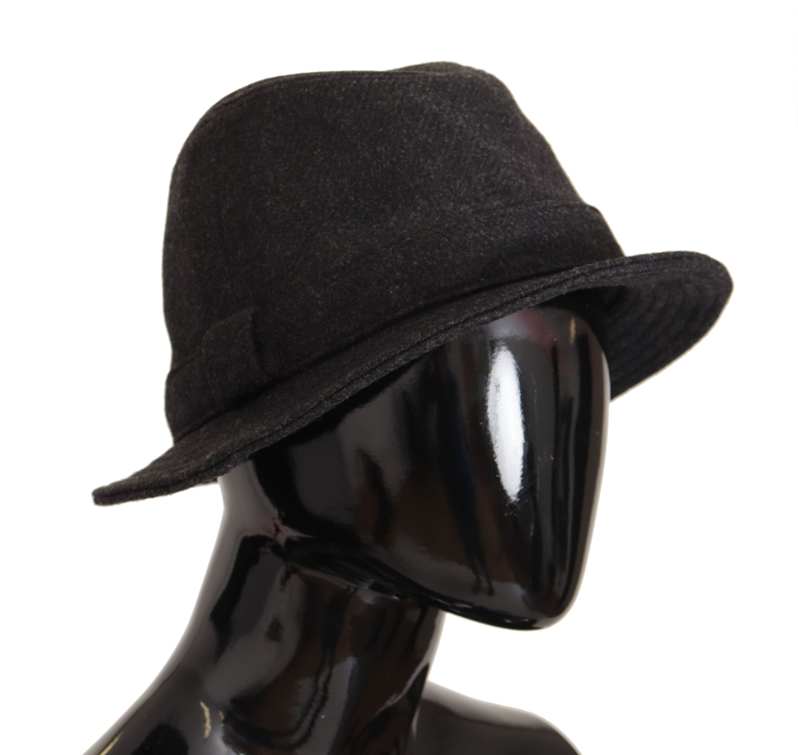 Gray Virgin Wool Logo Fedora Trilby Cappello Hat - ventzia
