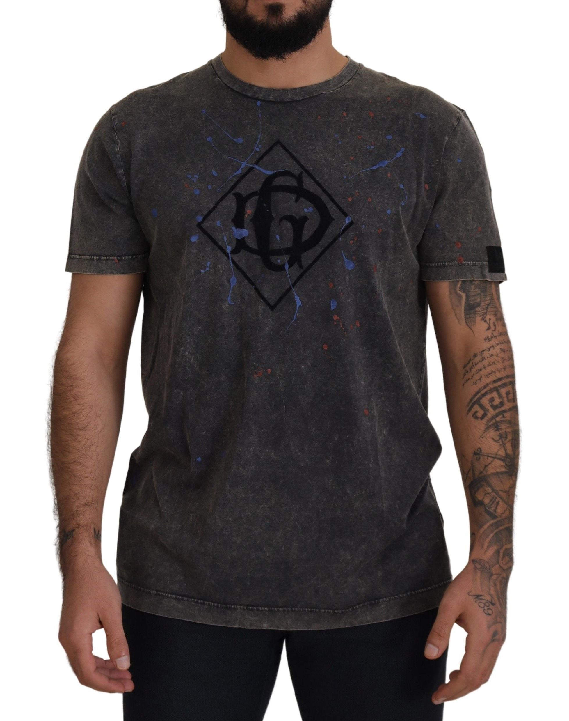 Gray Discolored Effect DG Logo T-shirt - ventzia