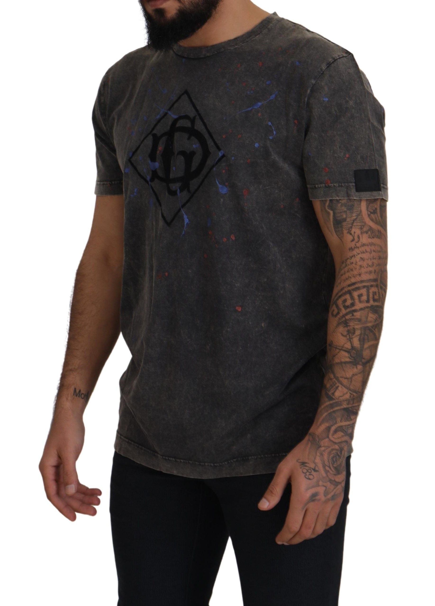Gray Discolored Effect DG Logo T-shirt - ventzia