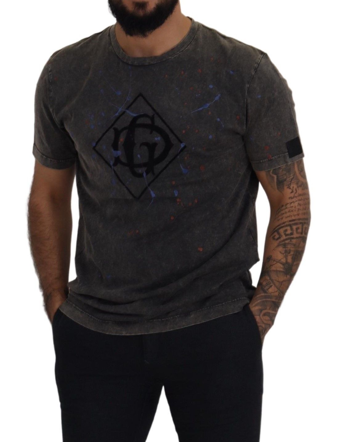 Gray Discolored Effect DG Logo T-shirt - ventzia