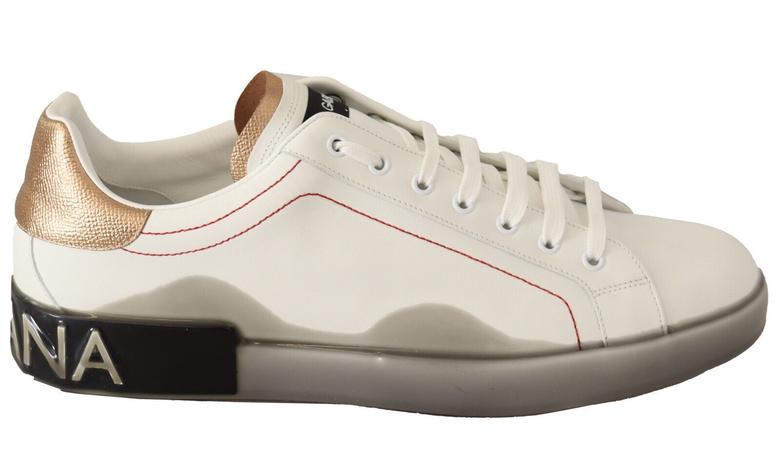 White Gold Leather Low Top Sneakers Casual Shoes - ventzia