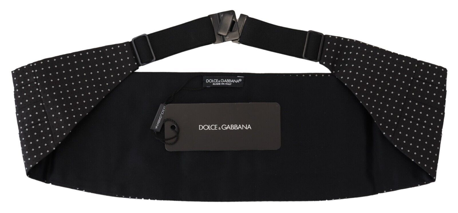 Black Polka Dot Wide Waist Men Belt Cummerband - ventzia