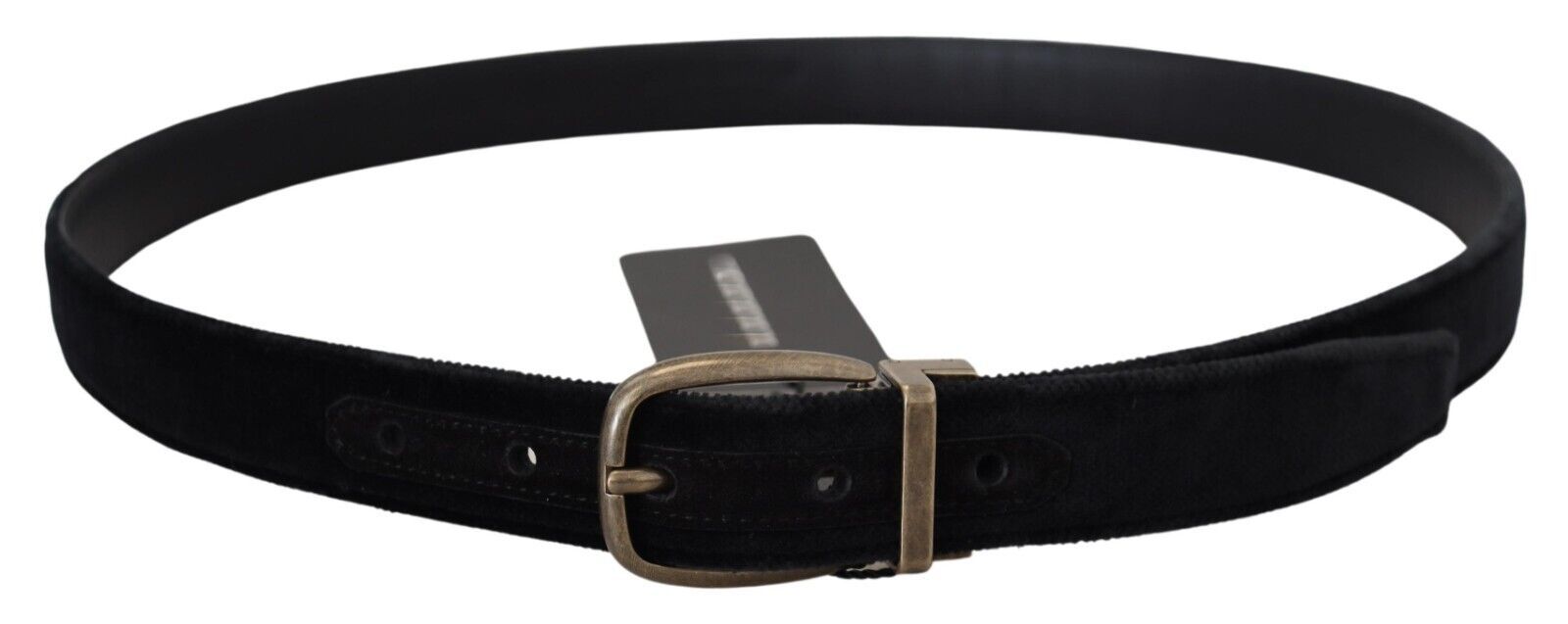 Black Velvet Leather Antique Metal Buckle - ventzia