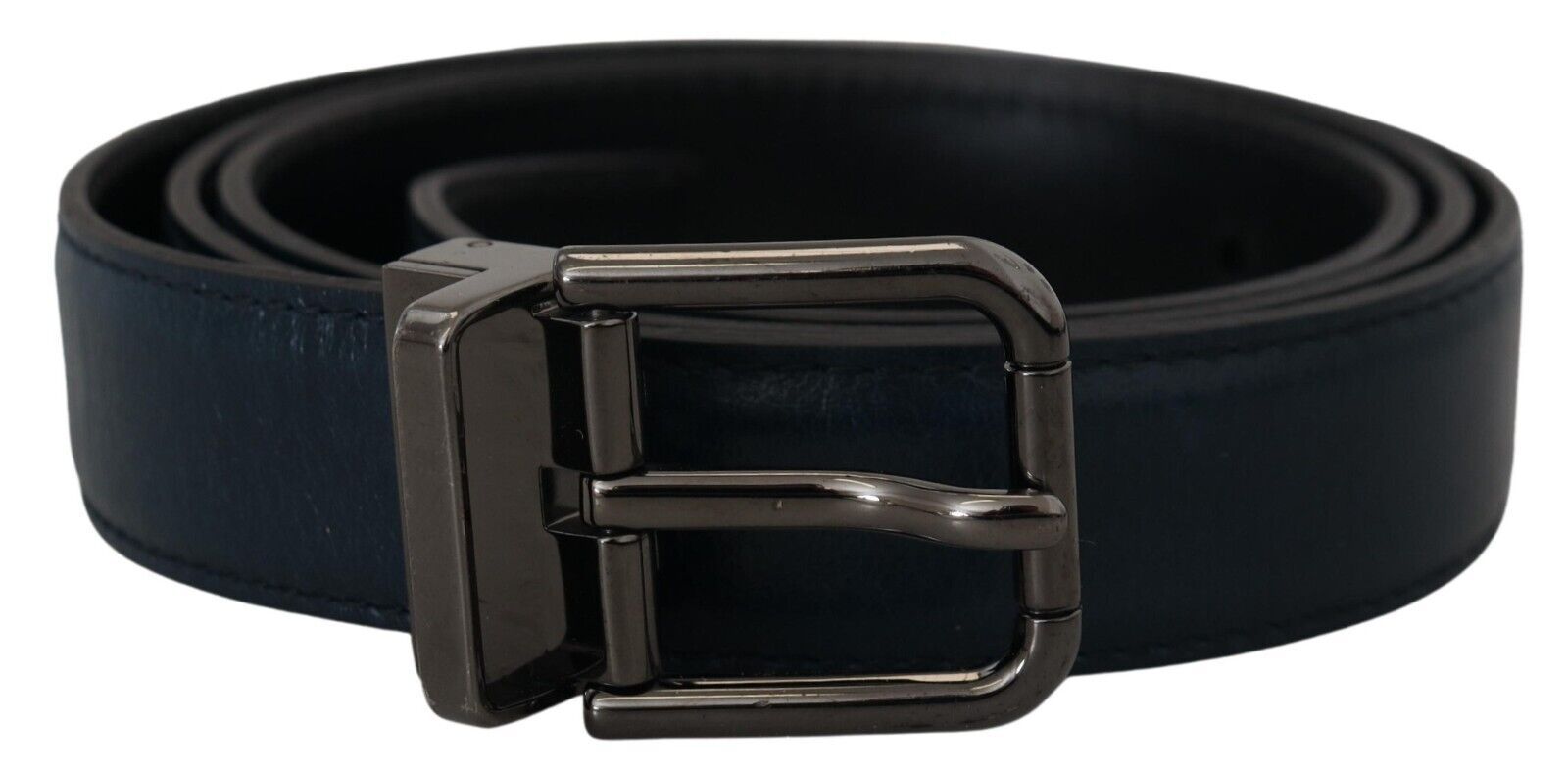 Blue Leather Silver Metal Buckle Vintage Belt - ventzia